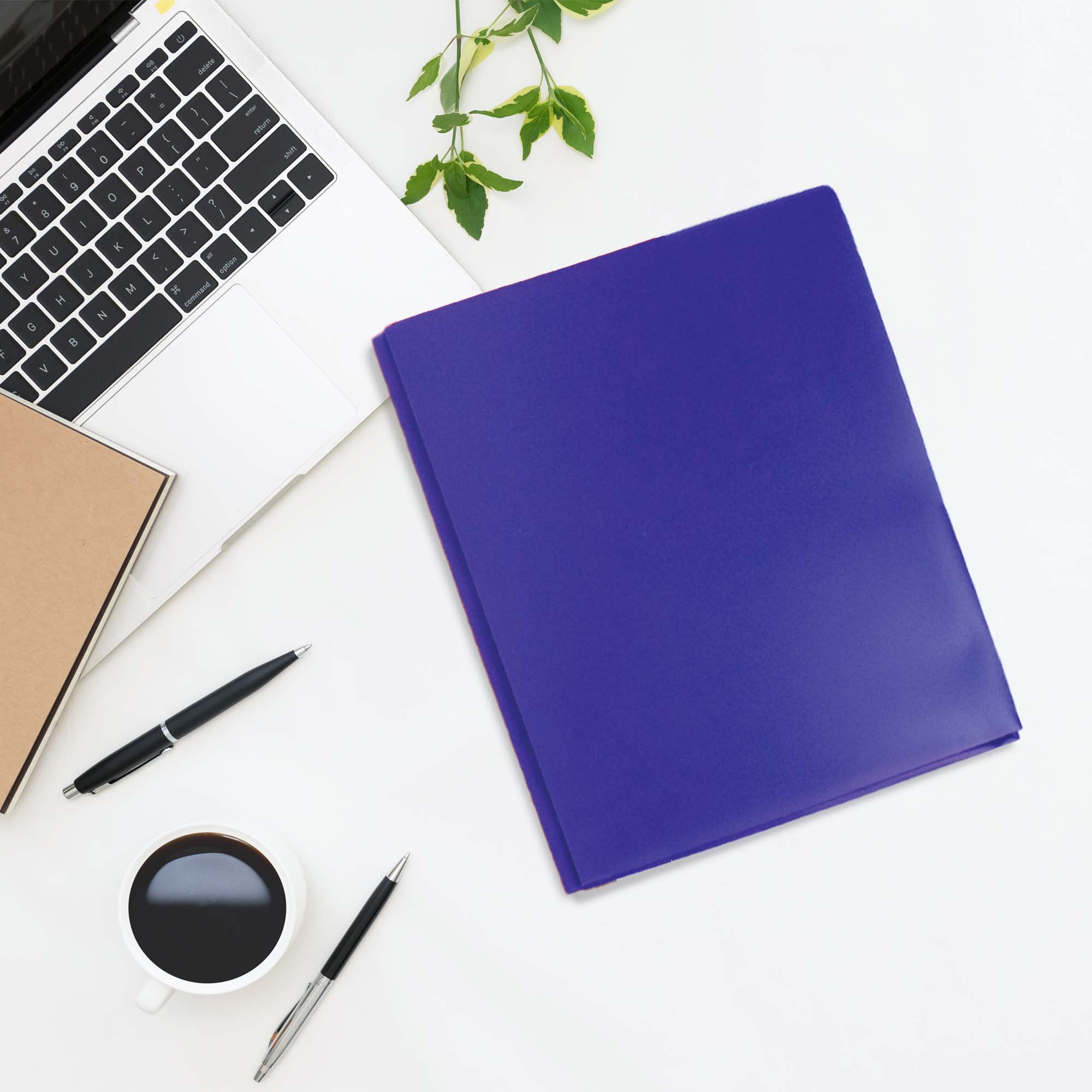 Solid Color 2-Pockets Portfolio - Solid Color w/ 3-Prong Fastener