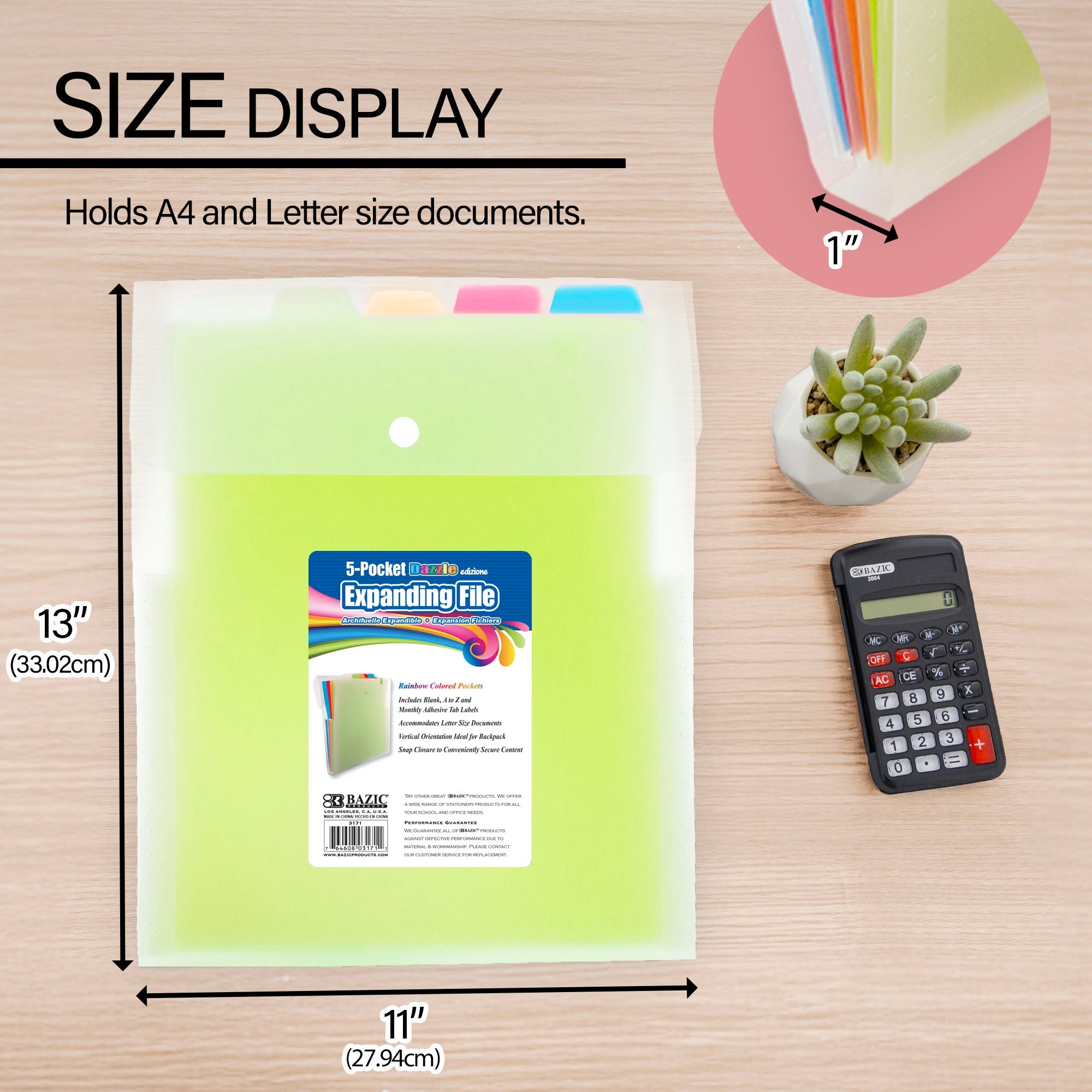 BAZIC 5-Pocket Letter Size Vertical Poly Expanding File – BAZIC