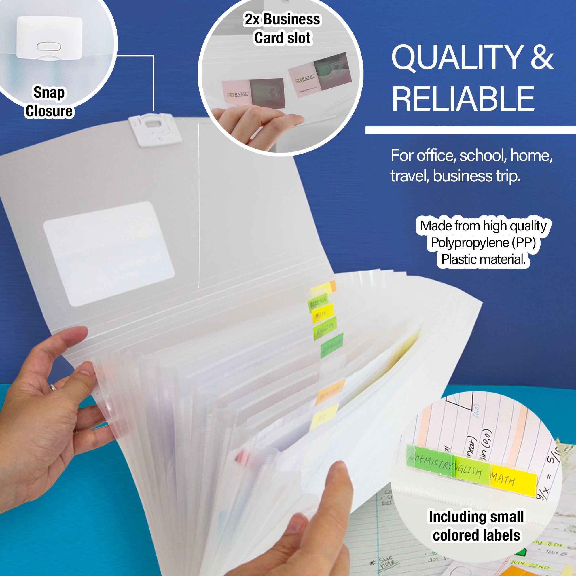 Expanding File Letter Size Translucent Poly 13-Pocket