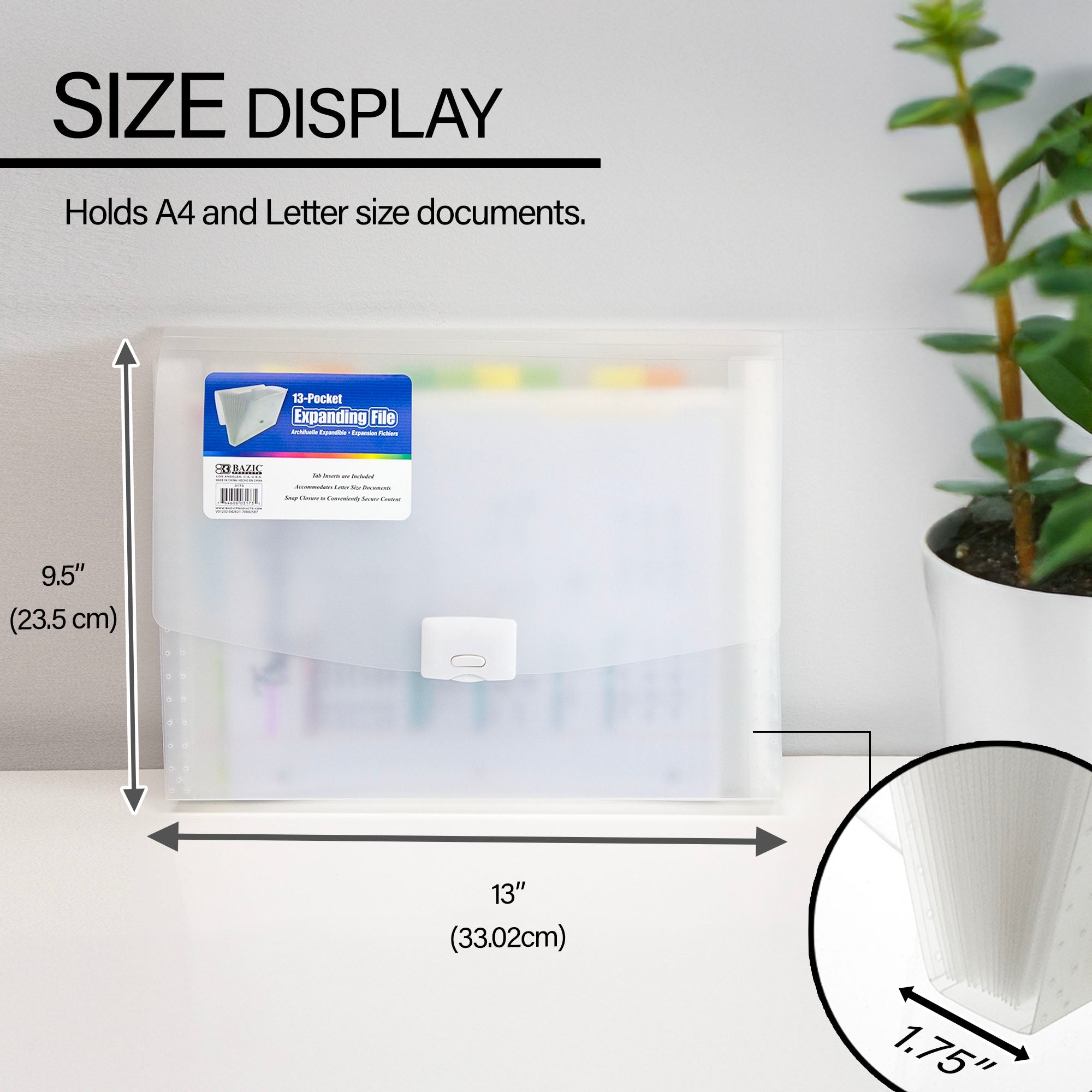 Expanding File Letter Size Translucent Poly 13-Pocket