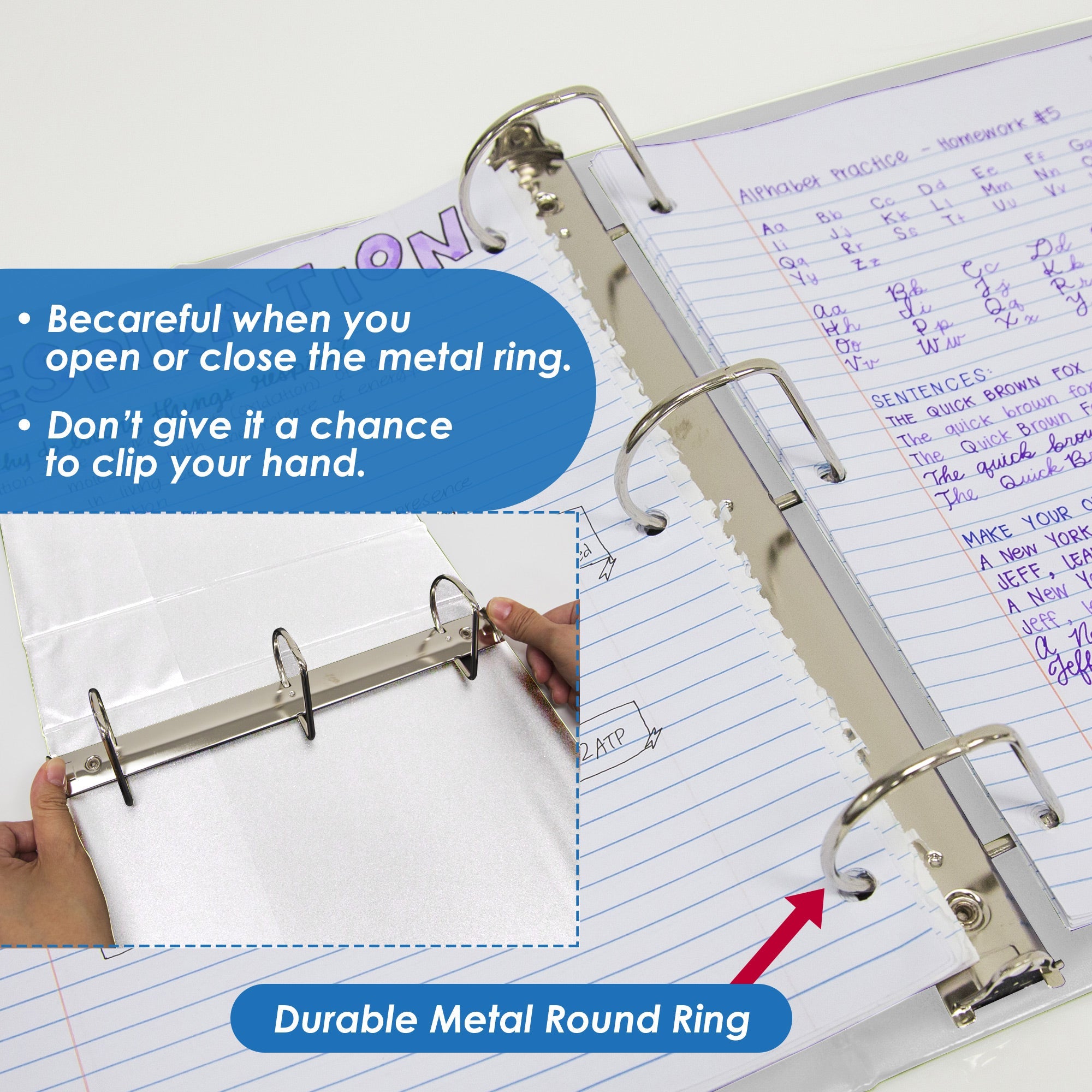 Binder View 3" White Slant-D Ring w/ 2-Pockets