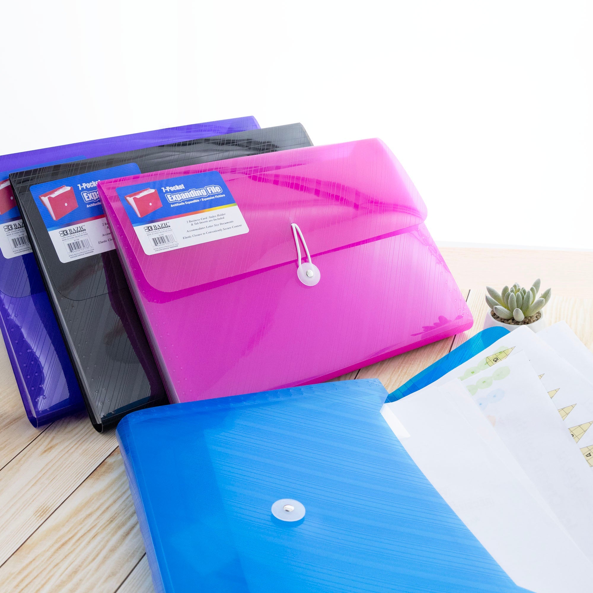 Expanding File Letter Size Translucent Poly 7-Pocket