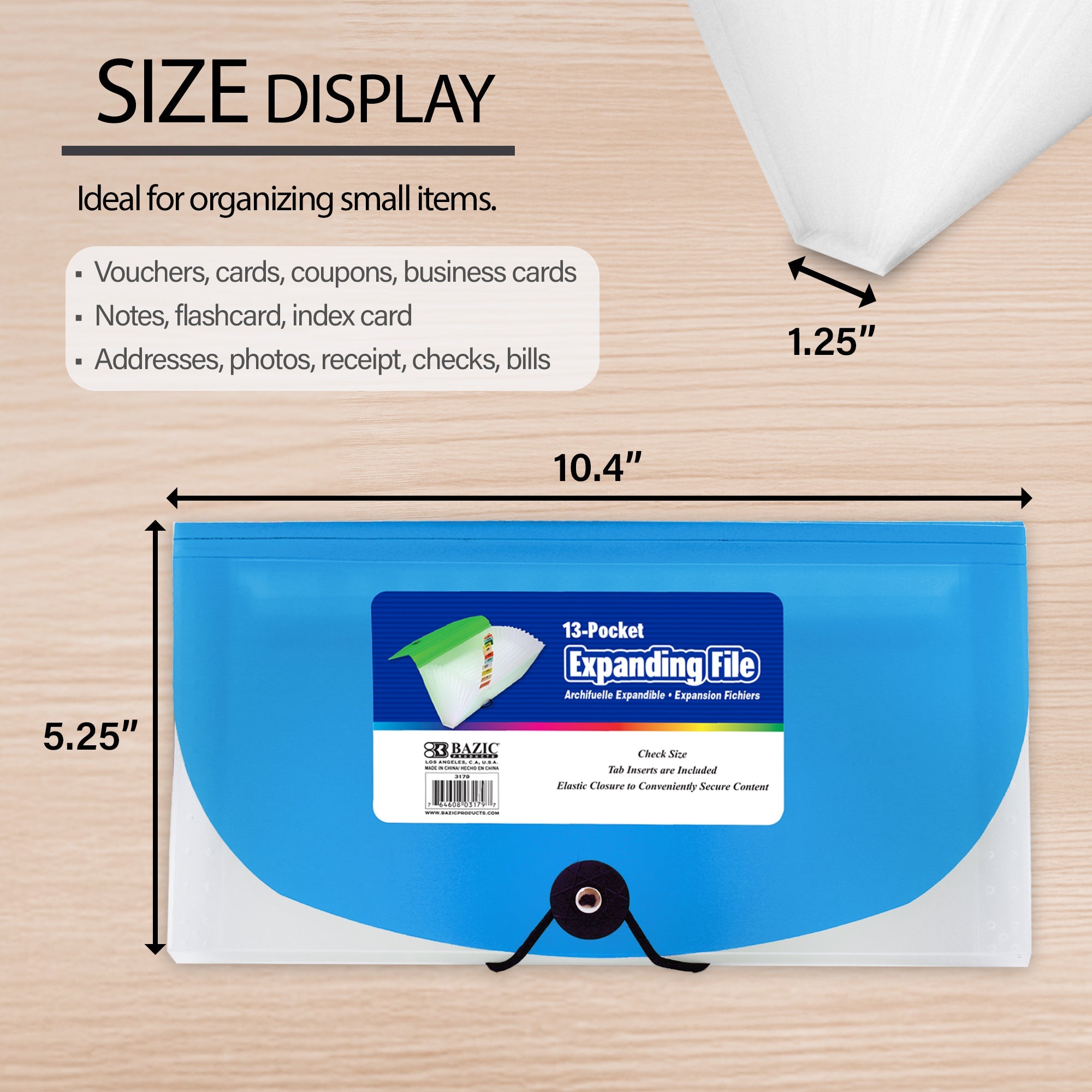 BAZIC 13-Pocket Check Size Poly Expanding File – BAZIC Products