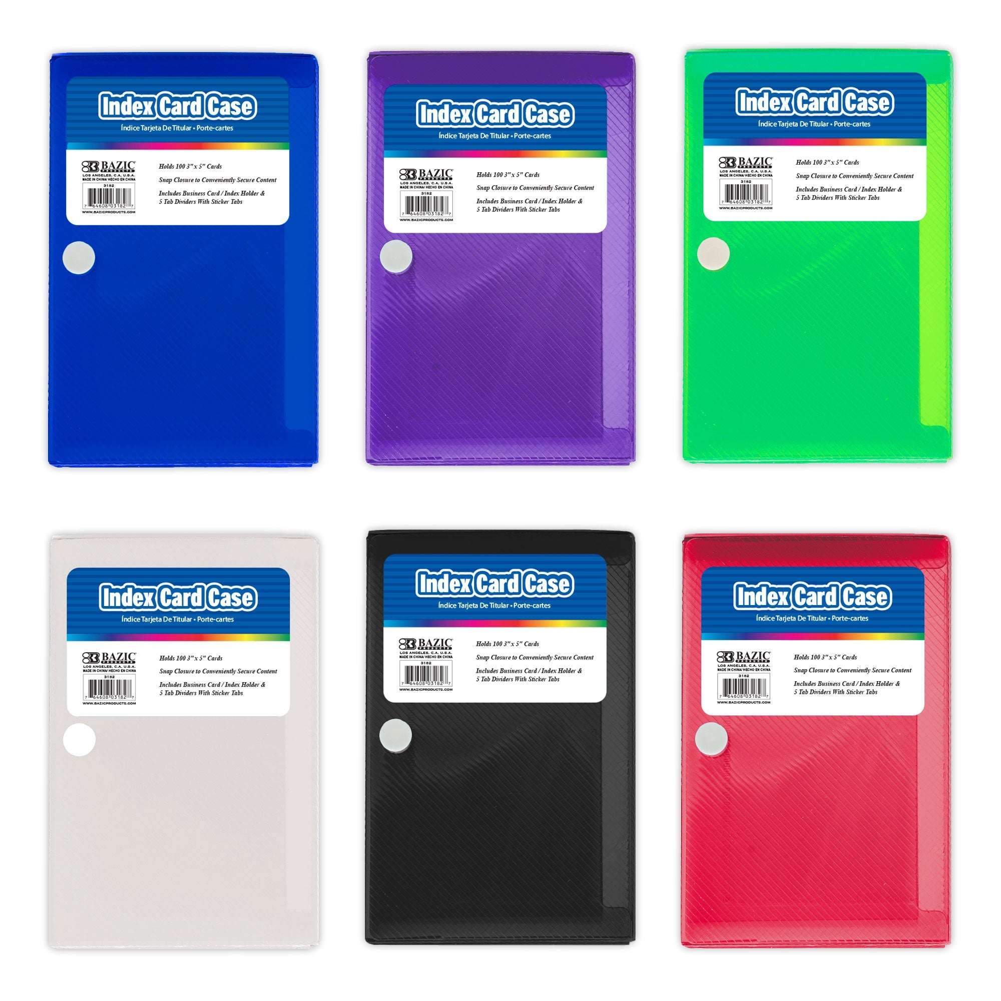 Index Card Case 3" X 5" w/ 5-Tab Divider