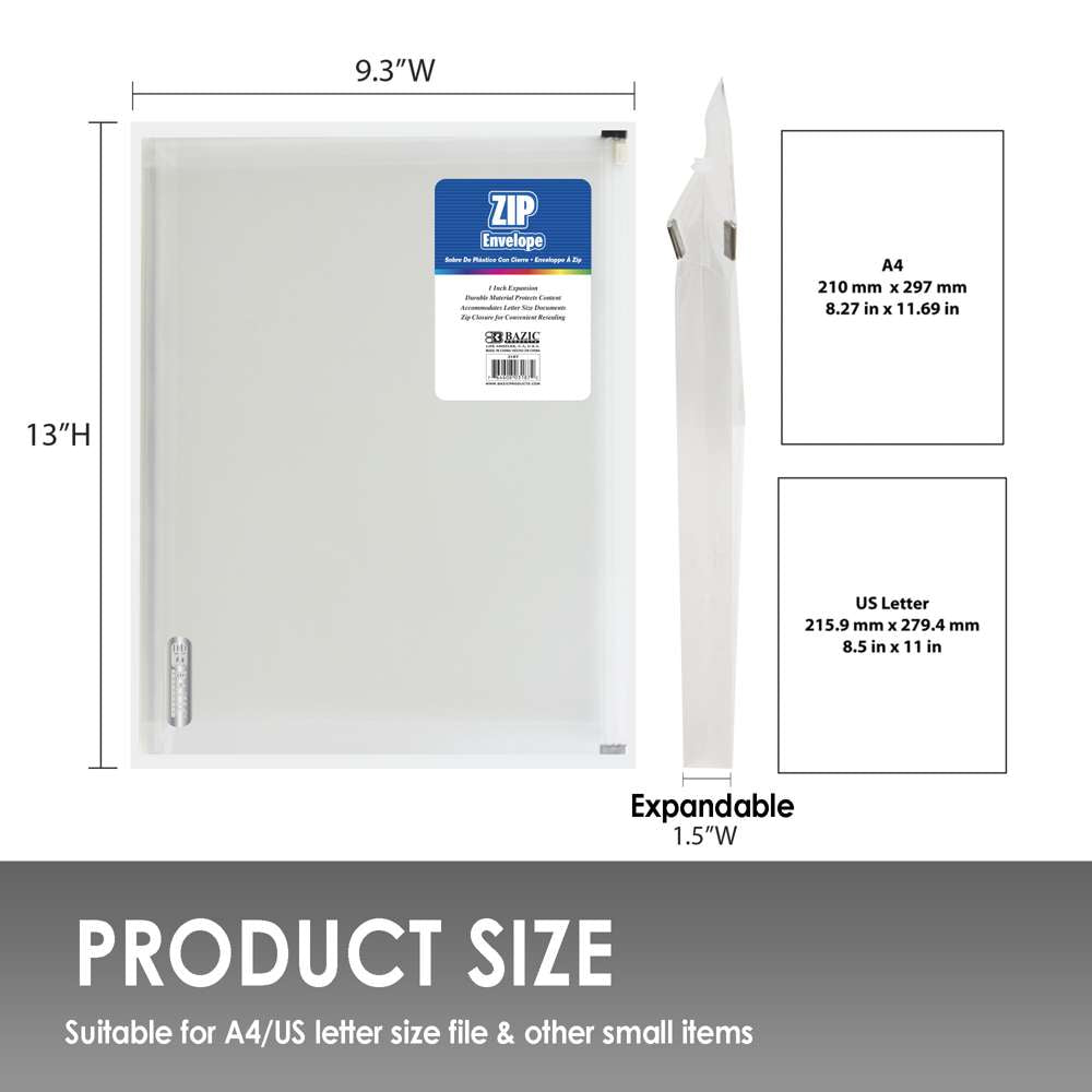 Clear A4/Letter Size Zip Envelope