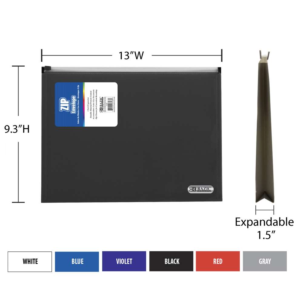 Assorted Color A4/Letter Size Zip Envelope