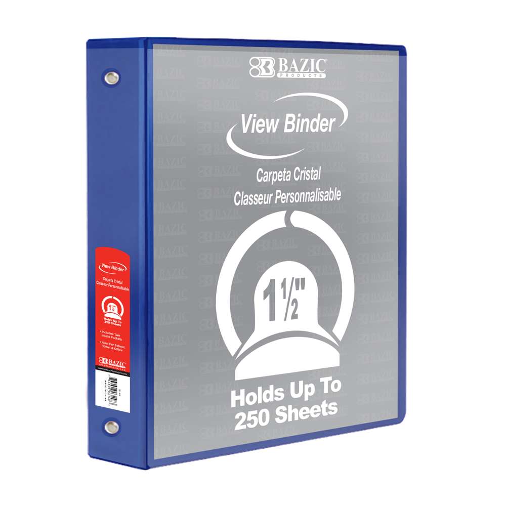 1.5" Blue 3-Ring View Binder w/ 2-Pockets
