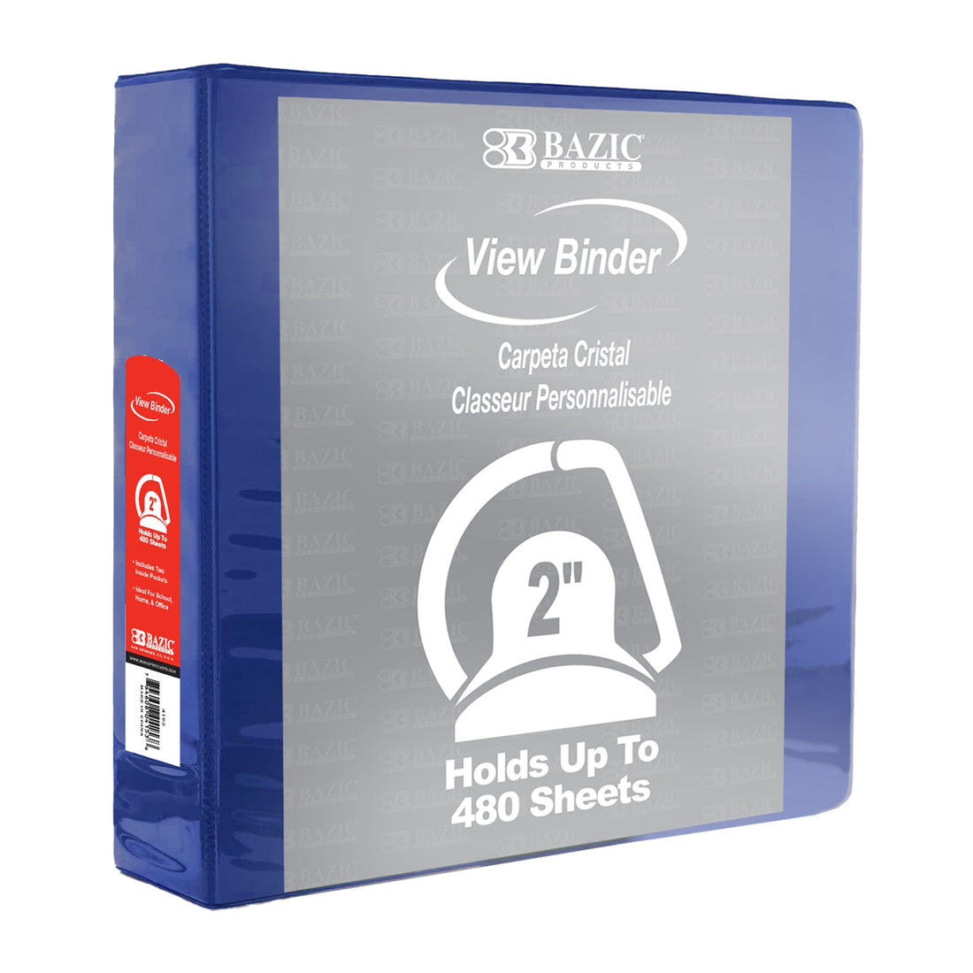 2" Blue Slant D-Ring View Binder w/ 2-Pockets