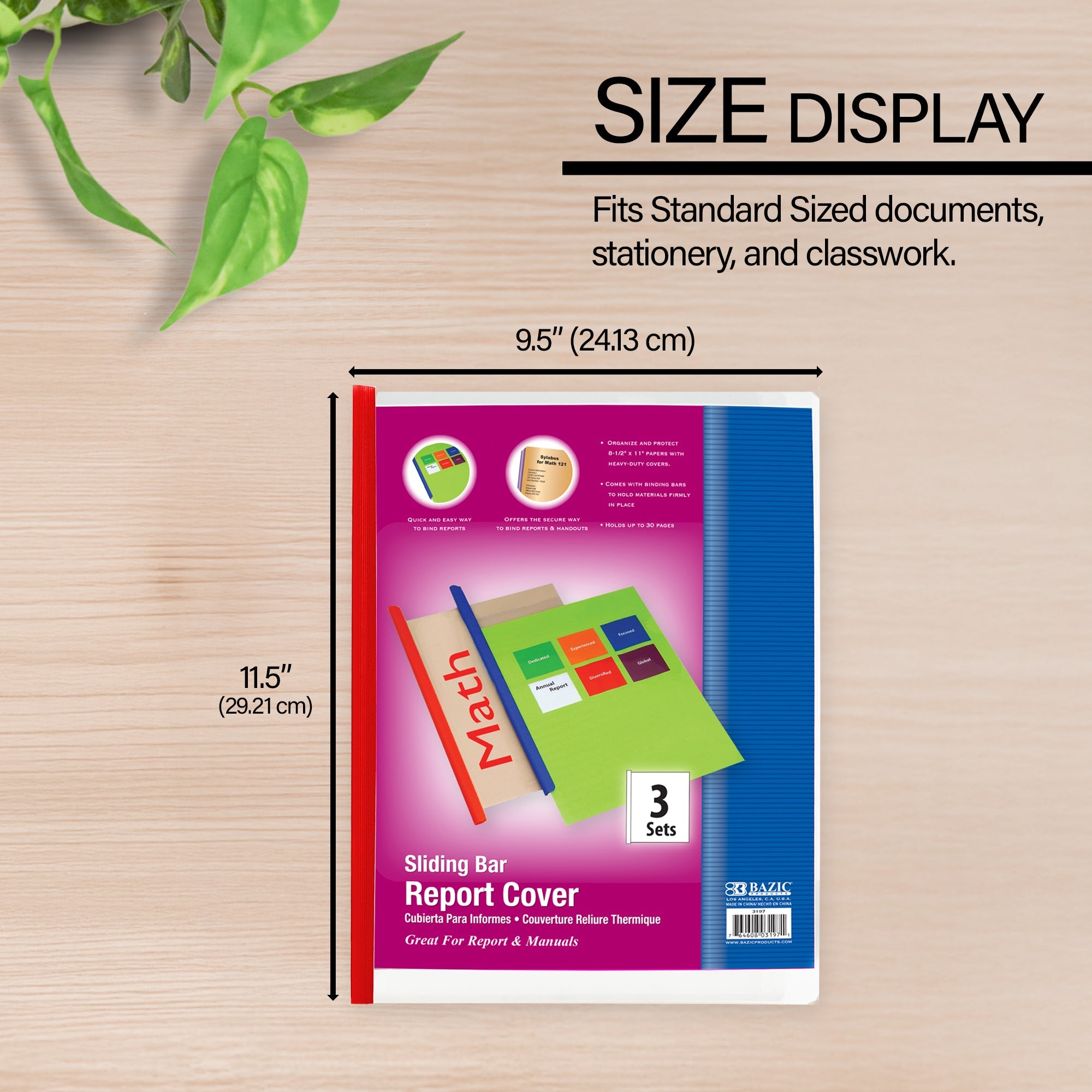 Report Covers Clear Front w/ Sliding Bar (3/Pack)