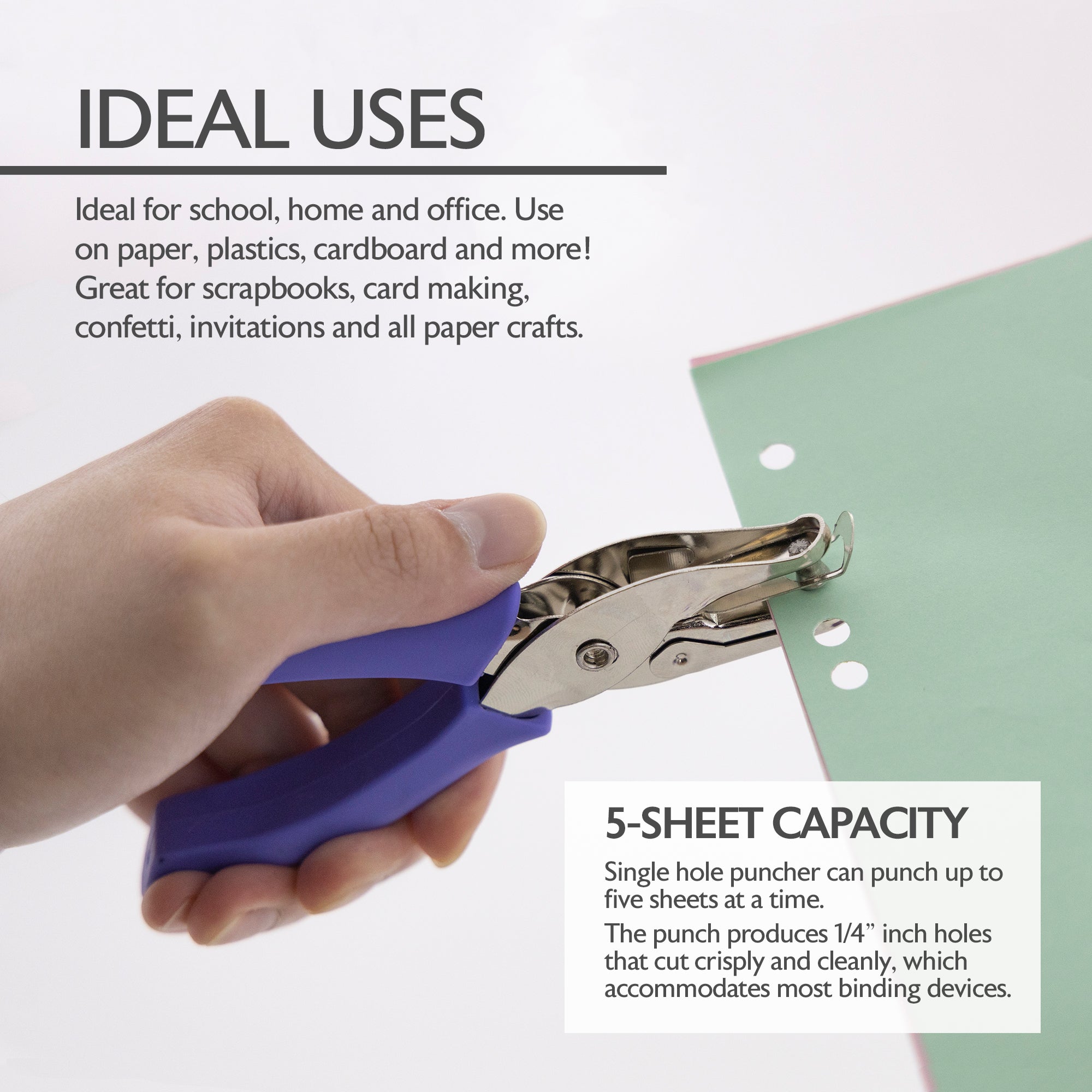 Premium Single Hole Paper Punch w/ Cushion Grip