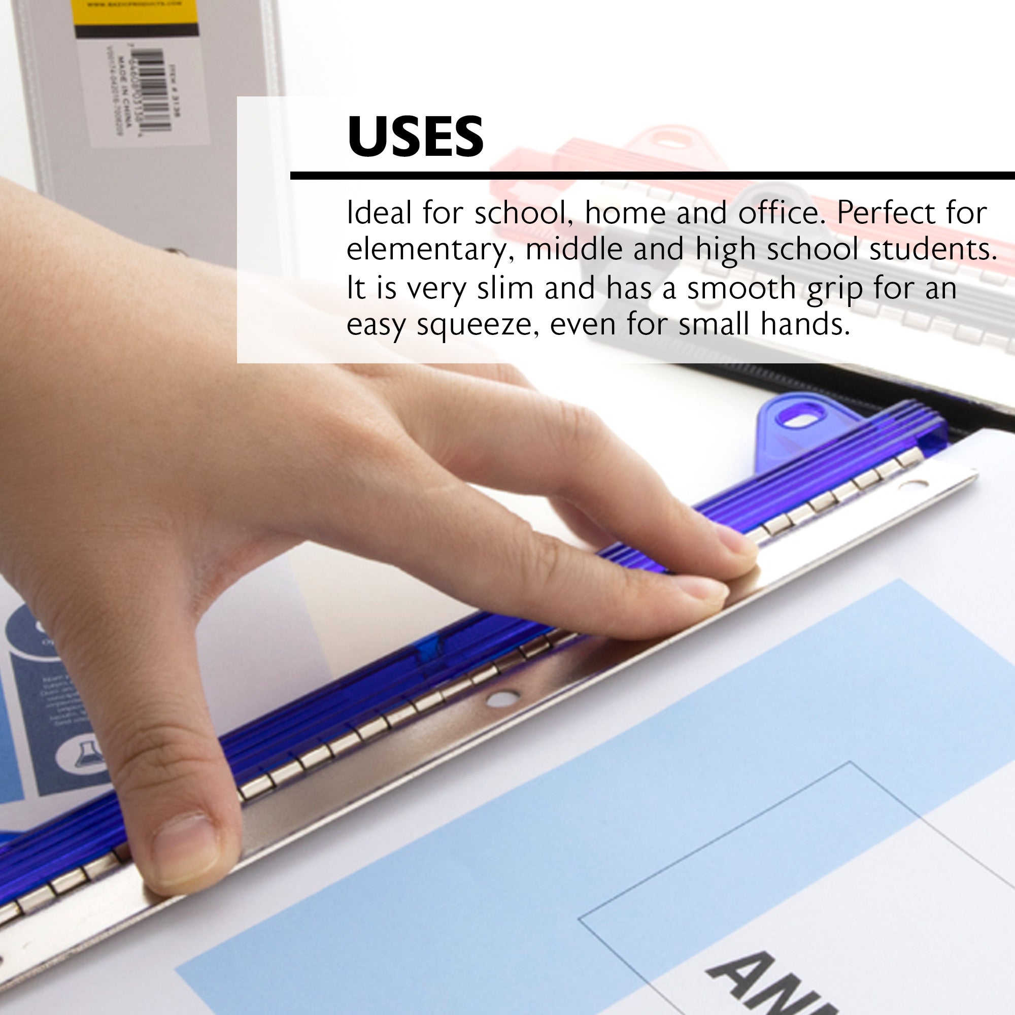Portable 3-Hole Paper Punch