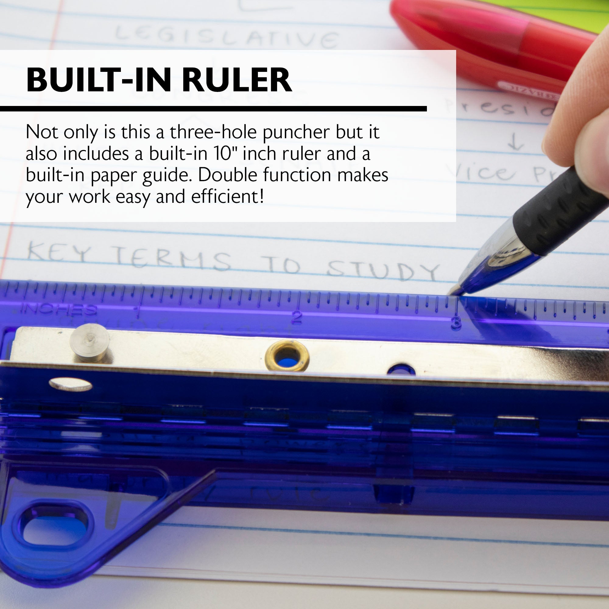 Portable 3-Hole Paper Punch