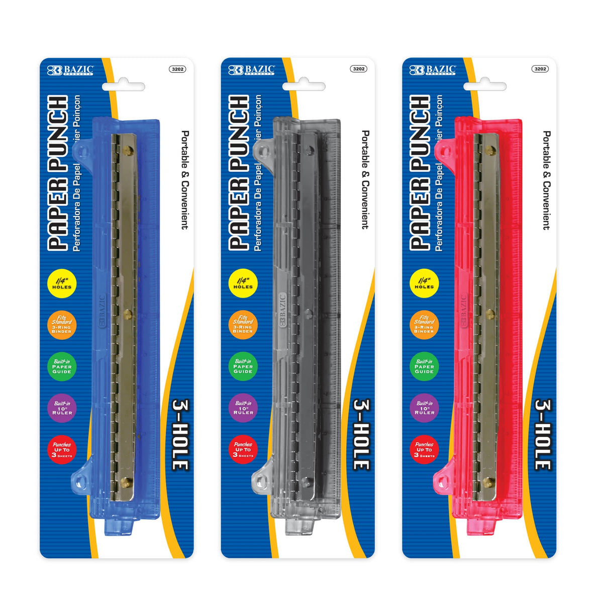 BAZIC Portable 3-Hole Paper Punch – BAZIC Products