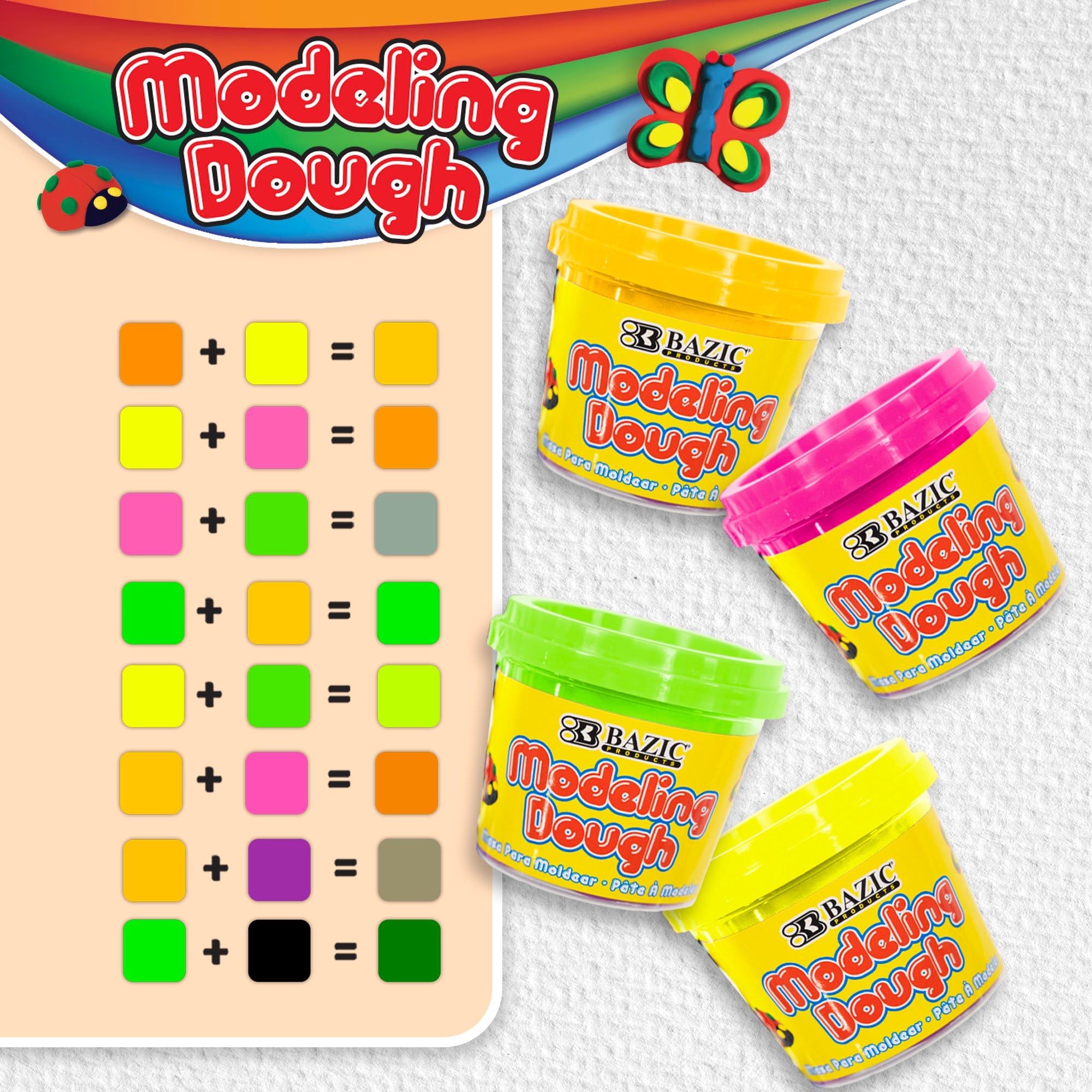 Modeling Dough Fluorescent Color 4 Oz. (4/Pack)