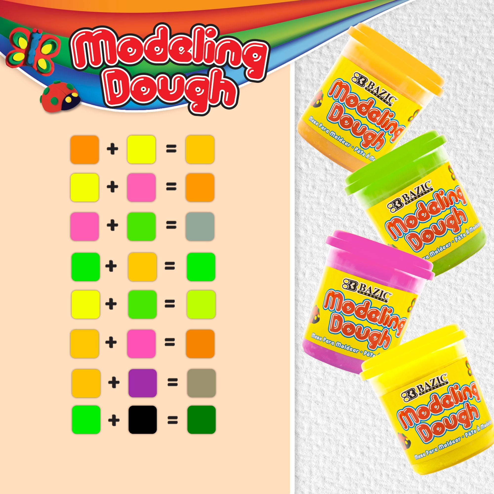 Modeling Dough 4 Fluorescent Colors 7.76 Oz.