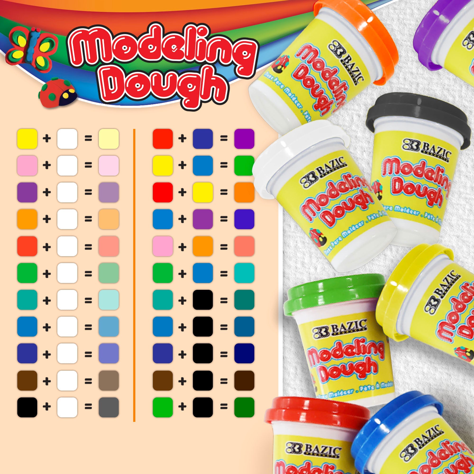 BAZIC 5 Oz. Multi Color Modeling Dough (3/Pack)