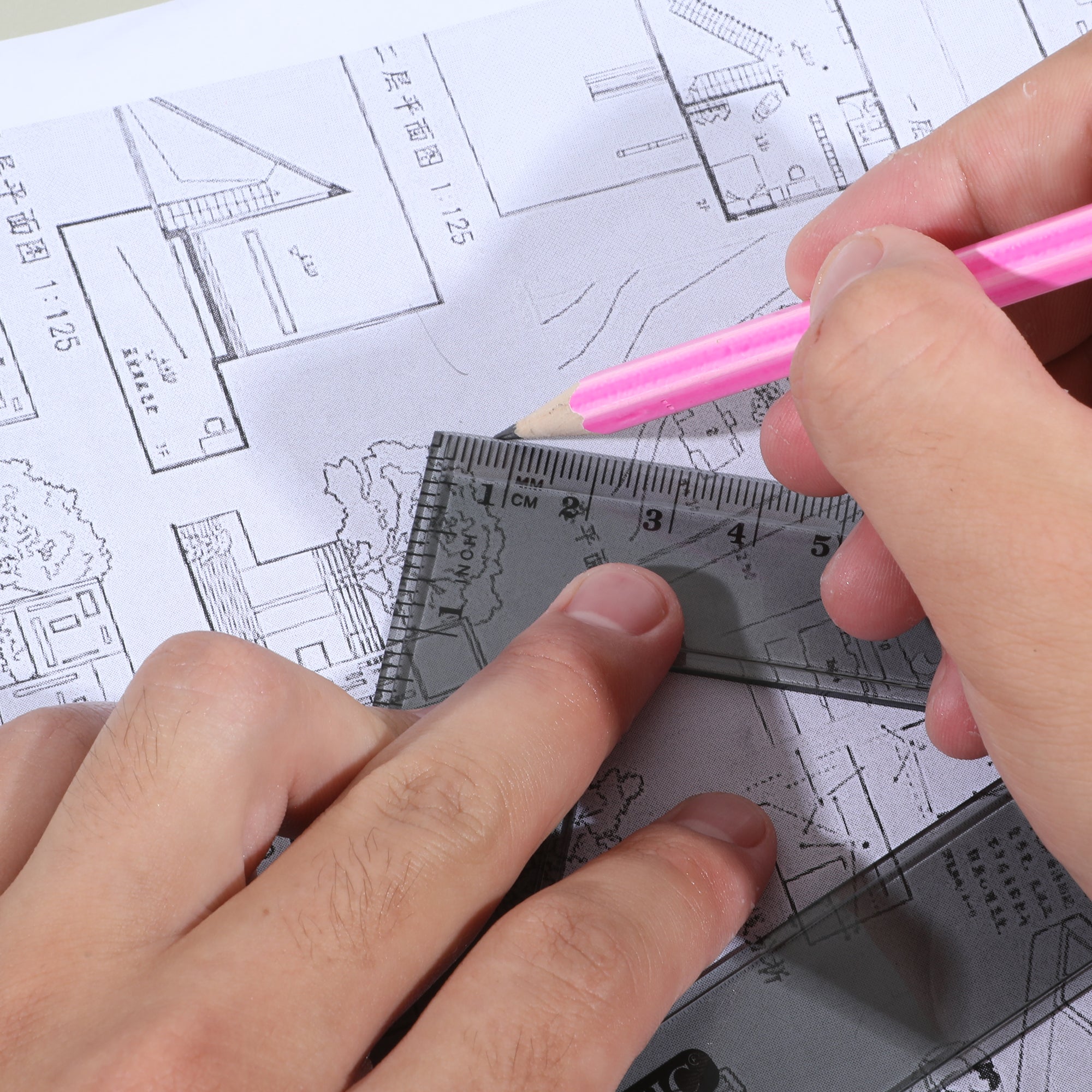Geometry Ruler Combination Sets 4-Piece w/ Compass
