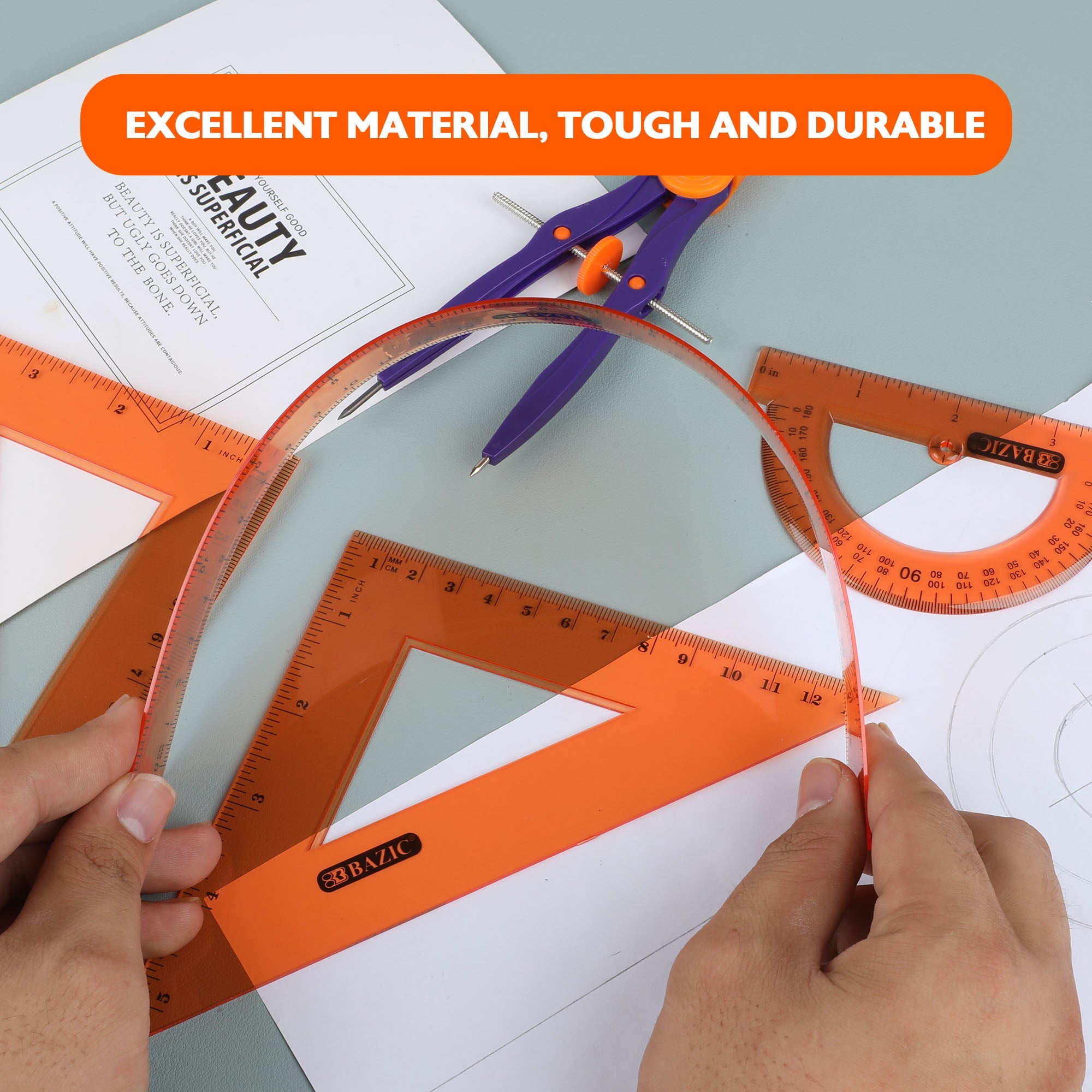 Geometry Ruler Combination Sets 4-Piece Center Wheel Compass