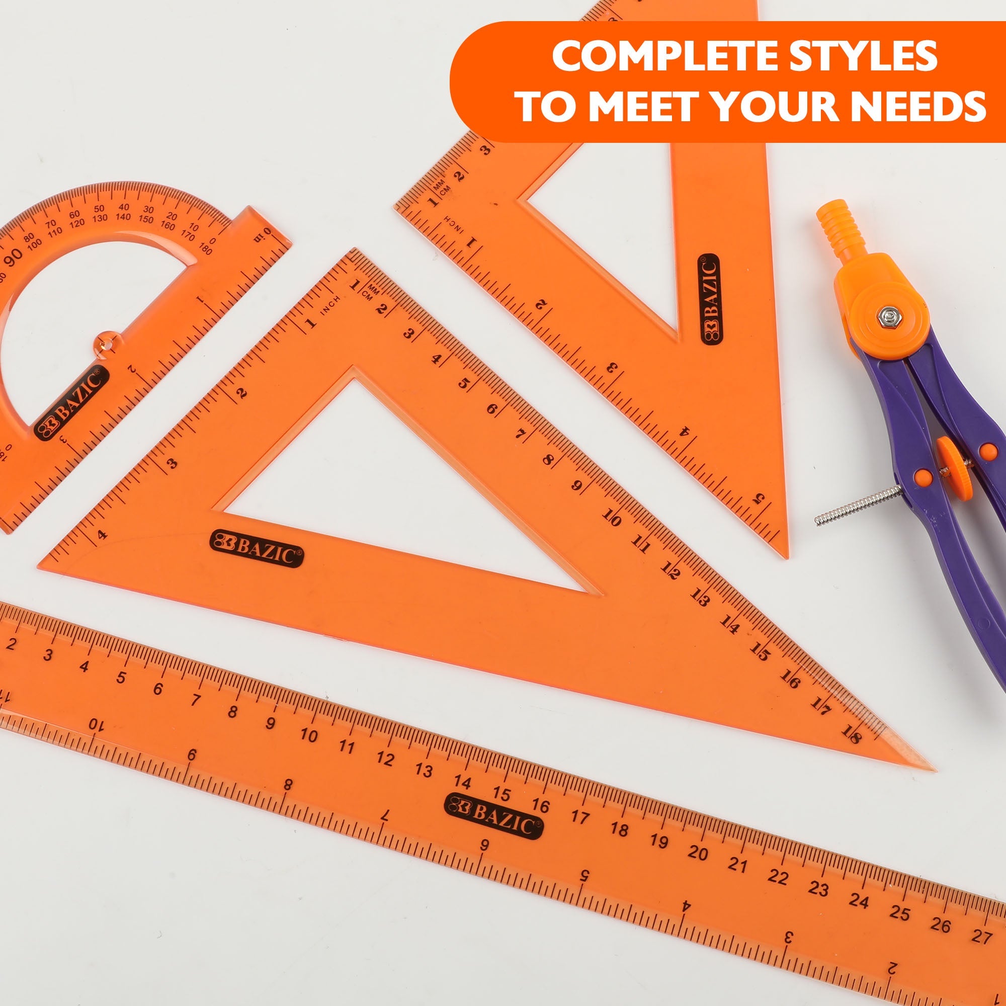 Geometry Ruler Combination Sets 4-Piece Center Wheel Compass
