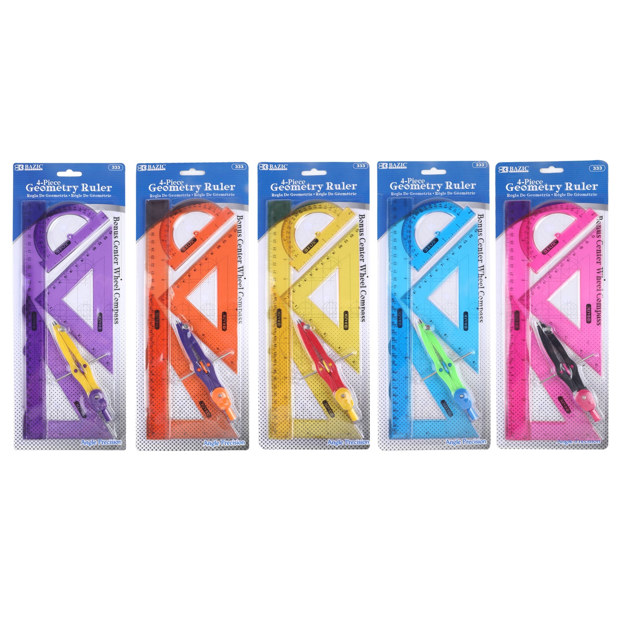 Geometry Ruler Combination Sets 4-Piece Center Wheel Compass