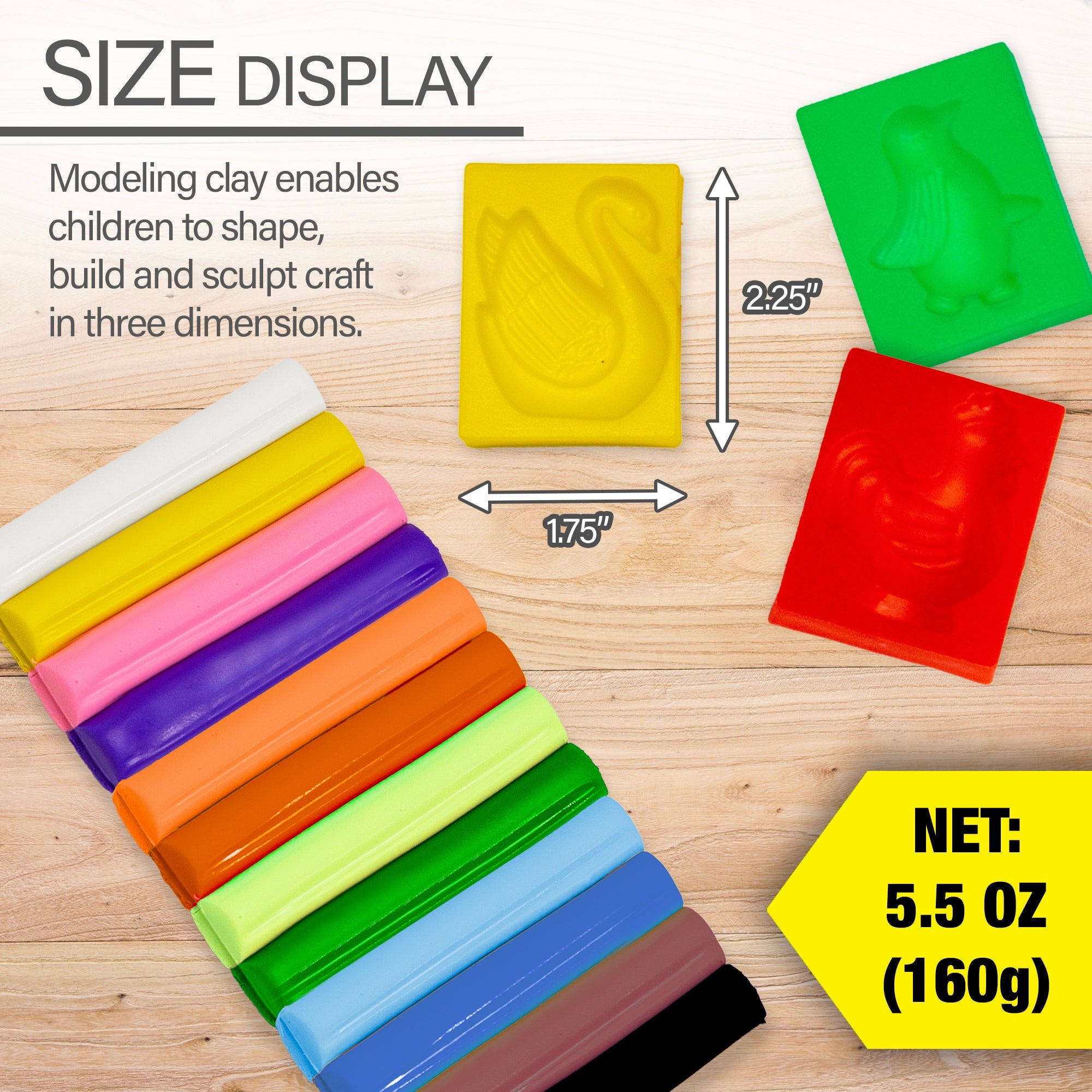Modeling Clay Sticks 12 Color 160g w/ 3 Molding Tray