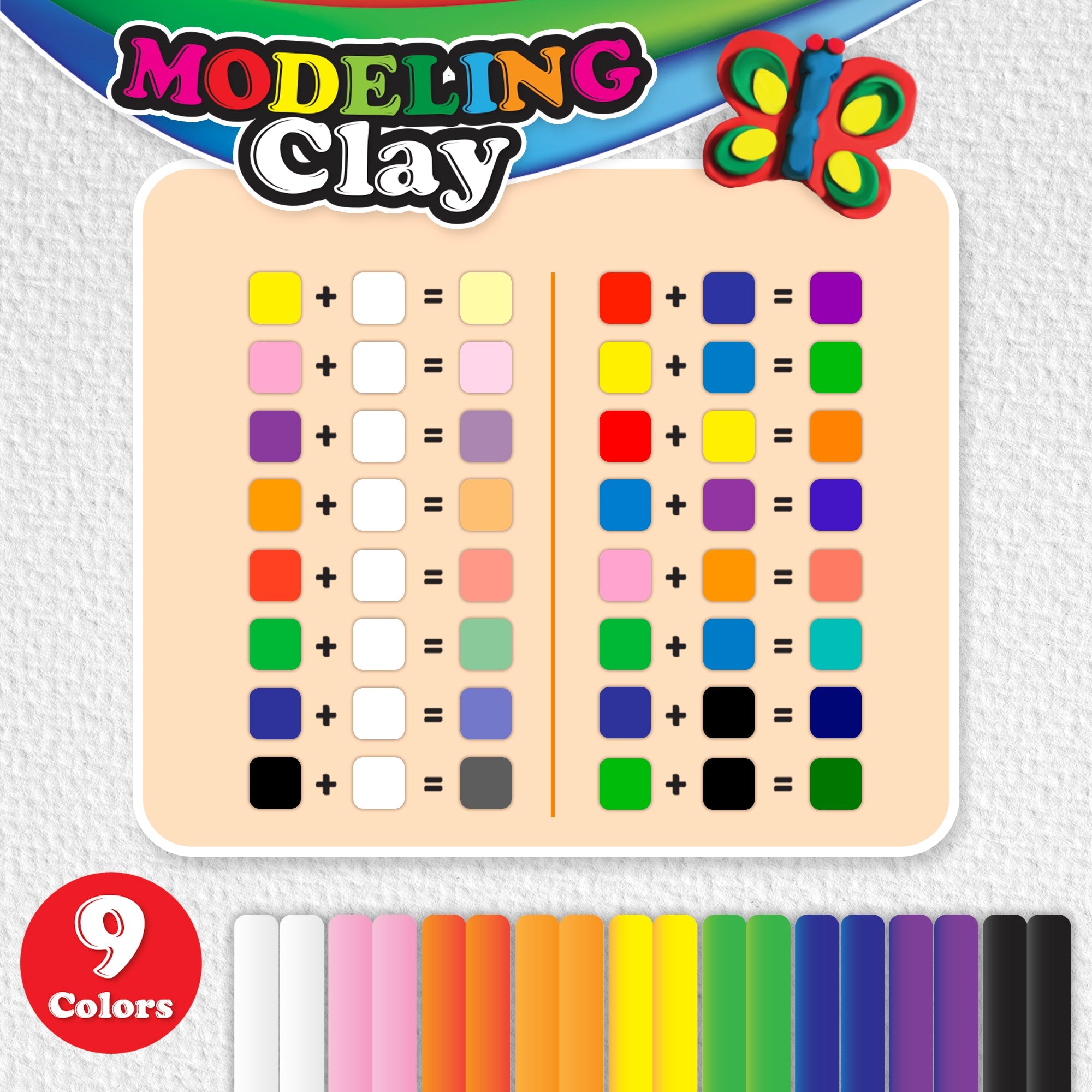 Modeling Clay Sticks 9 Color 260g