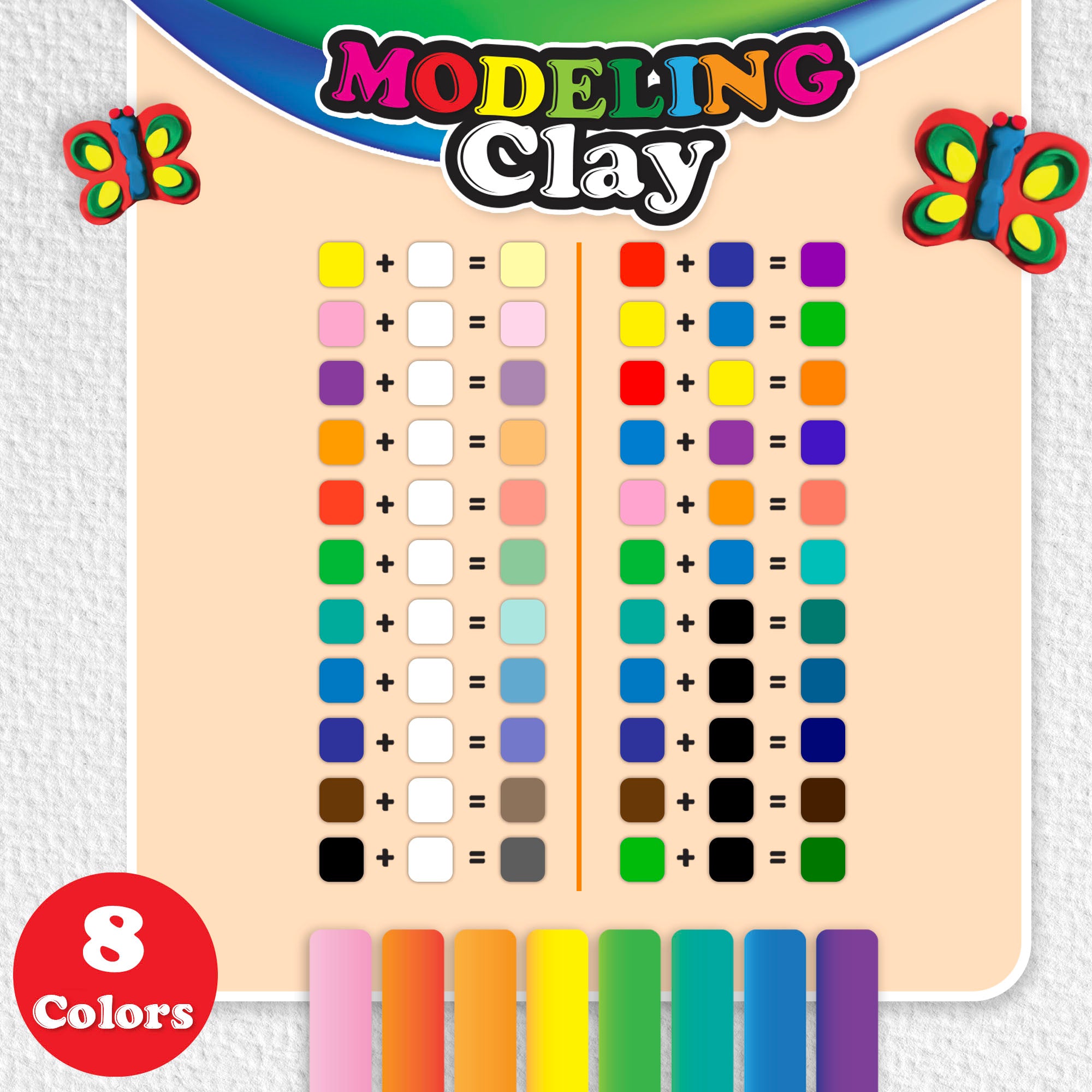 Modeling Clay Sticks 8 Primary Colors 4.8 Oz