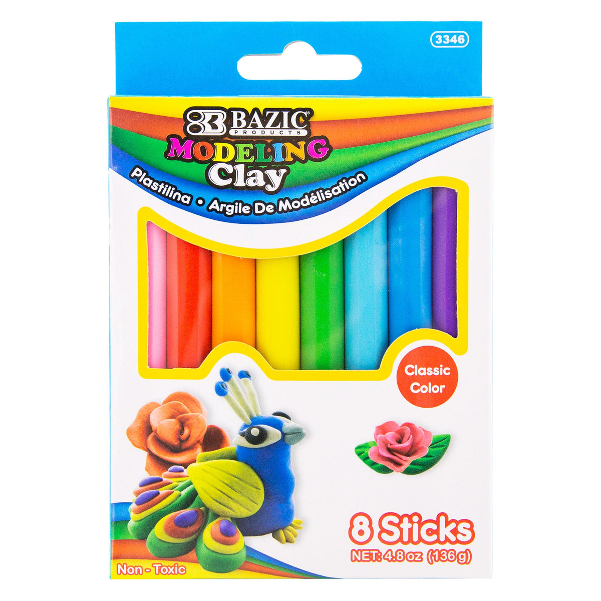 BAZIC 4.8 oz (136g) 8 Primary Color Modeling Clay Sticks – BAZIC