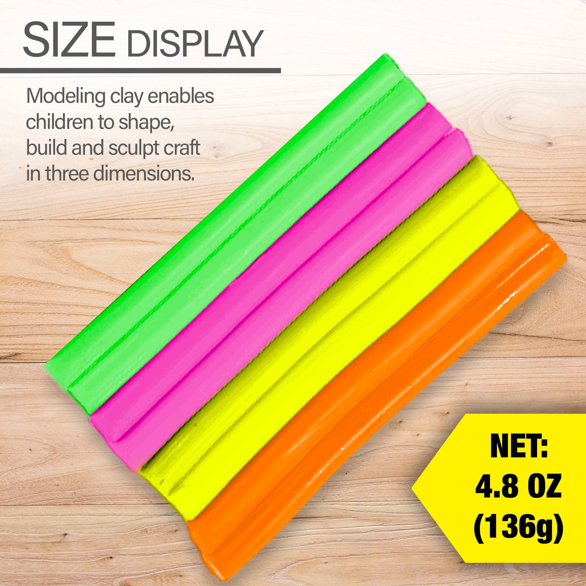 Modeling Clay Sticks 4 Fluorescent Colors 4.8 Oz