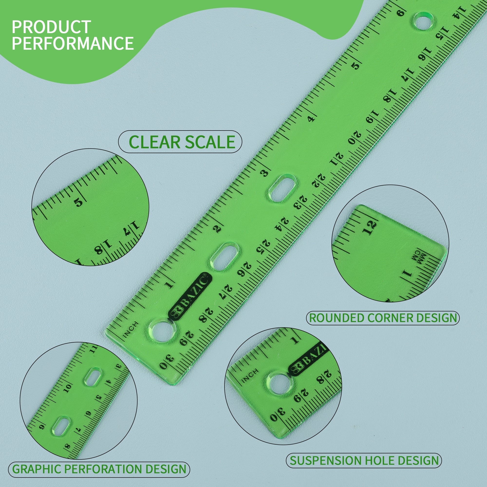 Jeweltones Color Ruler 12" (30cm) (4/Pack)