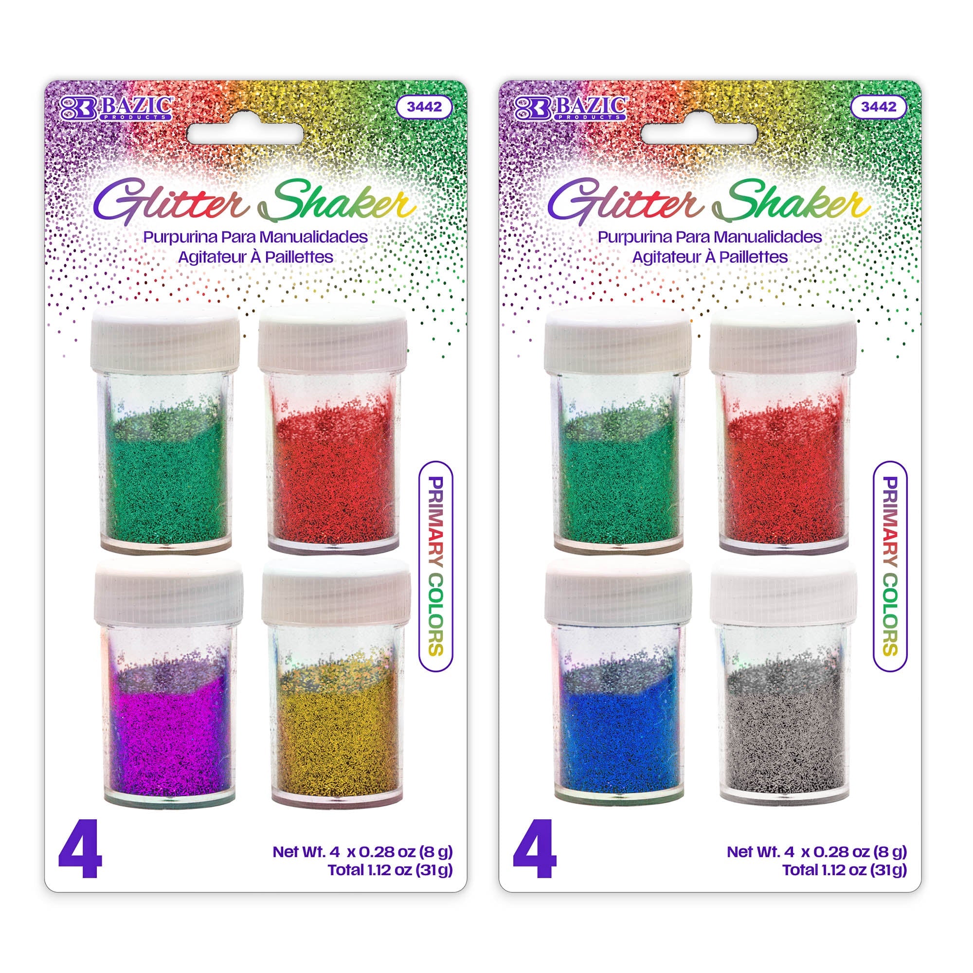 Glitter Shaker 8g / 0.28 Oz. (4/Pack) Primary Color