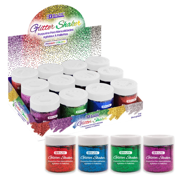 2 oz (56.6g) Primary Color Glitter Shaker