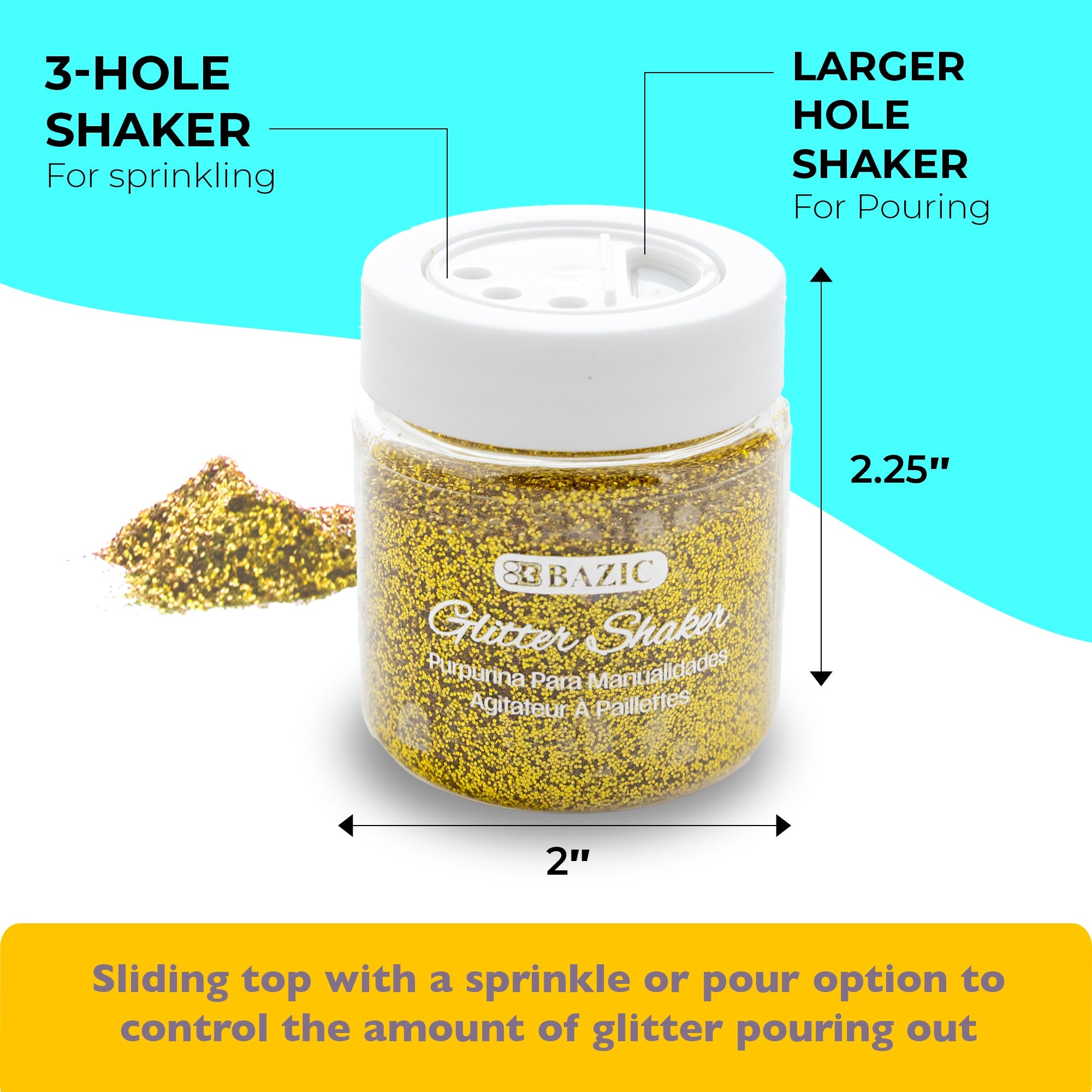 Glitter Shaker 56.6g / 2 Oz. Gold and Monochrome Color
