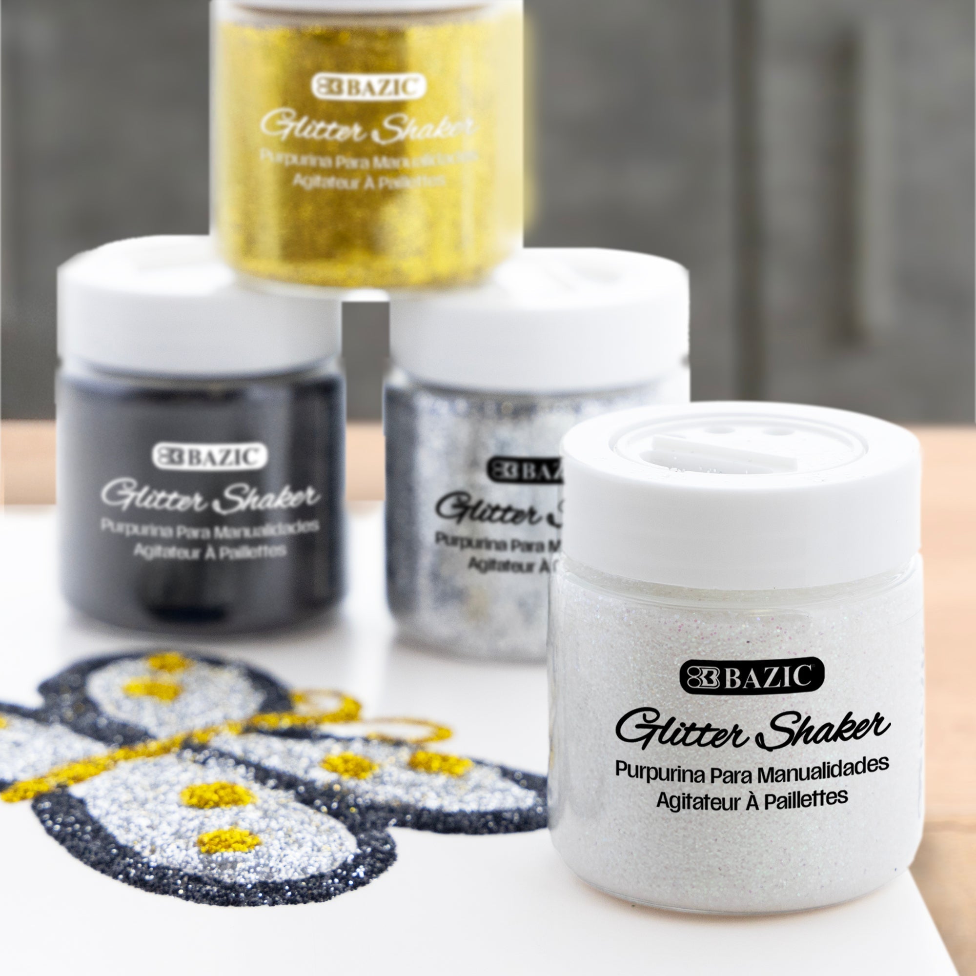 Glitter Shaker 56.6g / 2 Oz. Gold and Monochrome Color