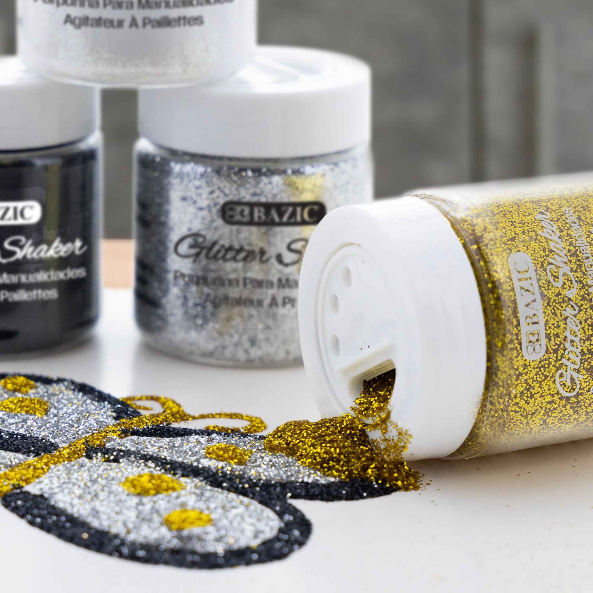 Glitter Shaker 56.6g / 2 Oz. Gold and Monochrome Color