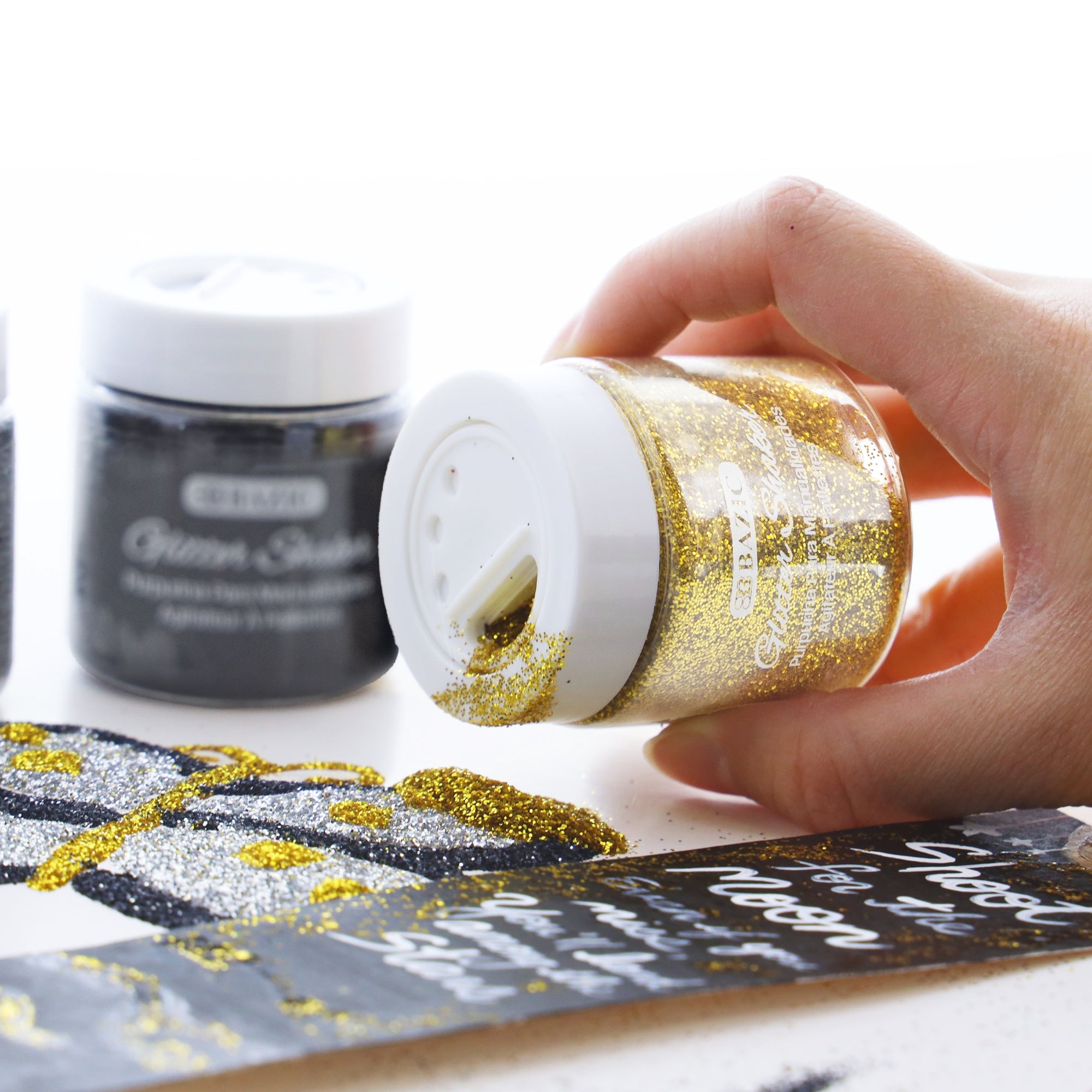 Glitter Shaker 56.6g / 2 Oz. Gold and Monochrome Color