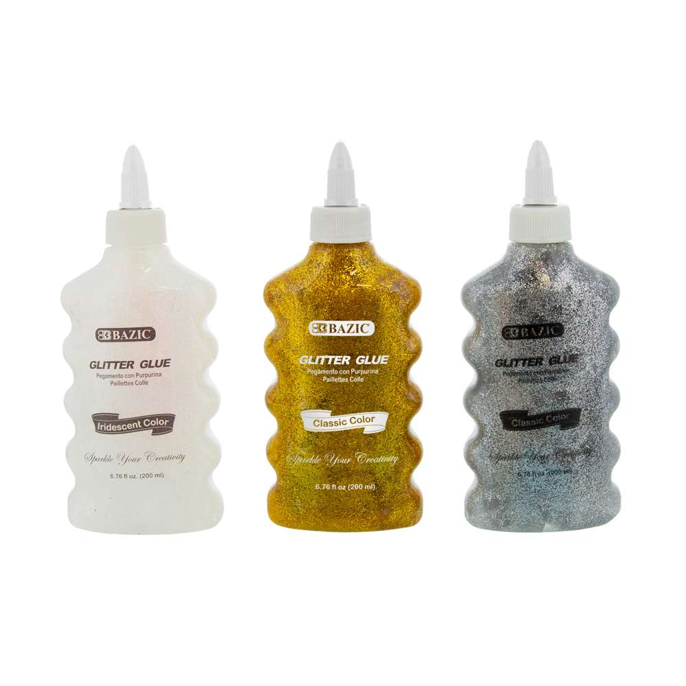Glitter Glue Iridescent/Silver/Gold Color 6.76 Oz. (200 mL)