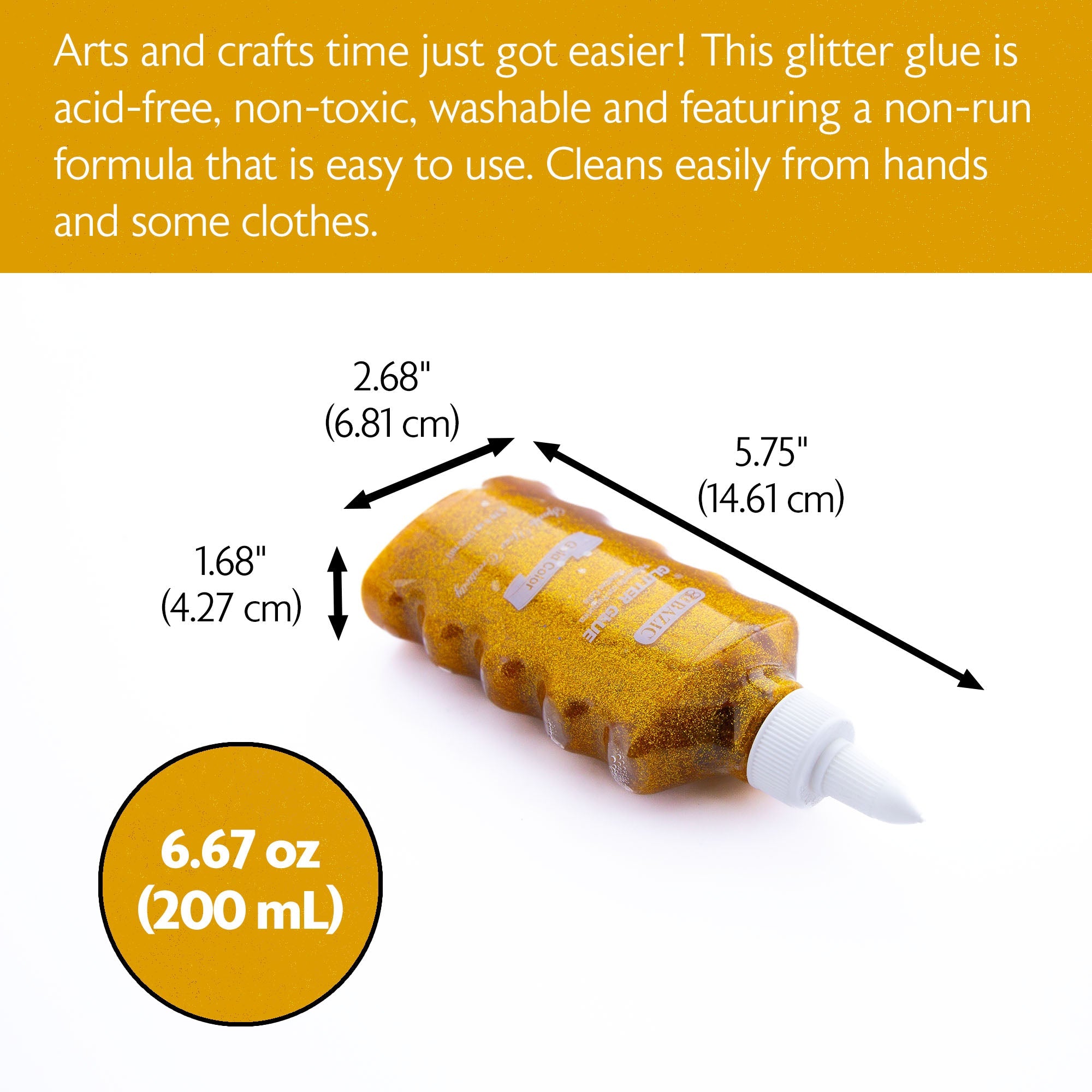 Glitter Glue Iridescent/Silver/Gold Color 6.76 Oz. (200 mL)