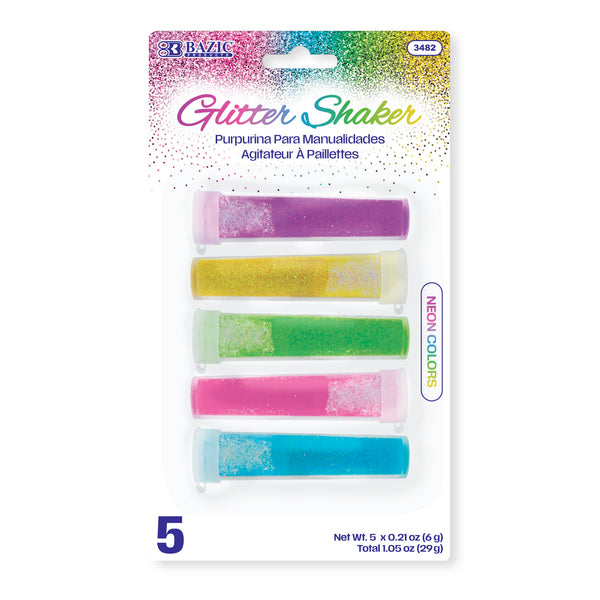 0.21 oz (6g) 5 Neon Color Glitter Shaker
