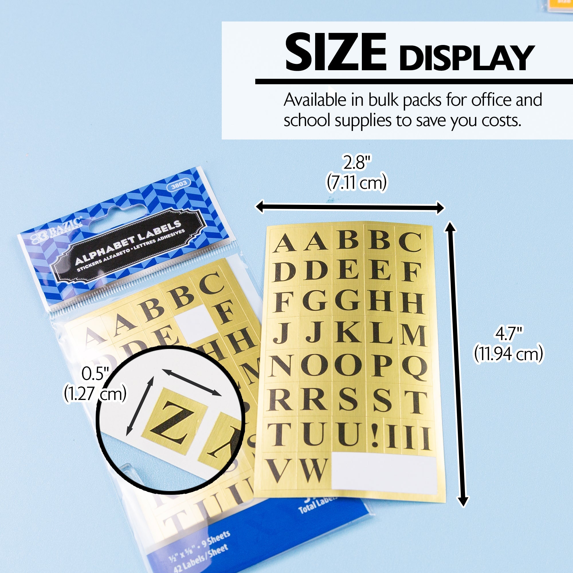 Gold Foil Alphabet Label (378/Pack)