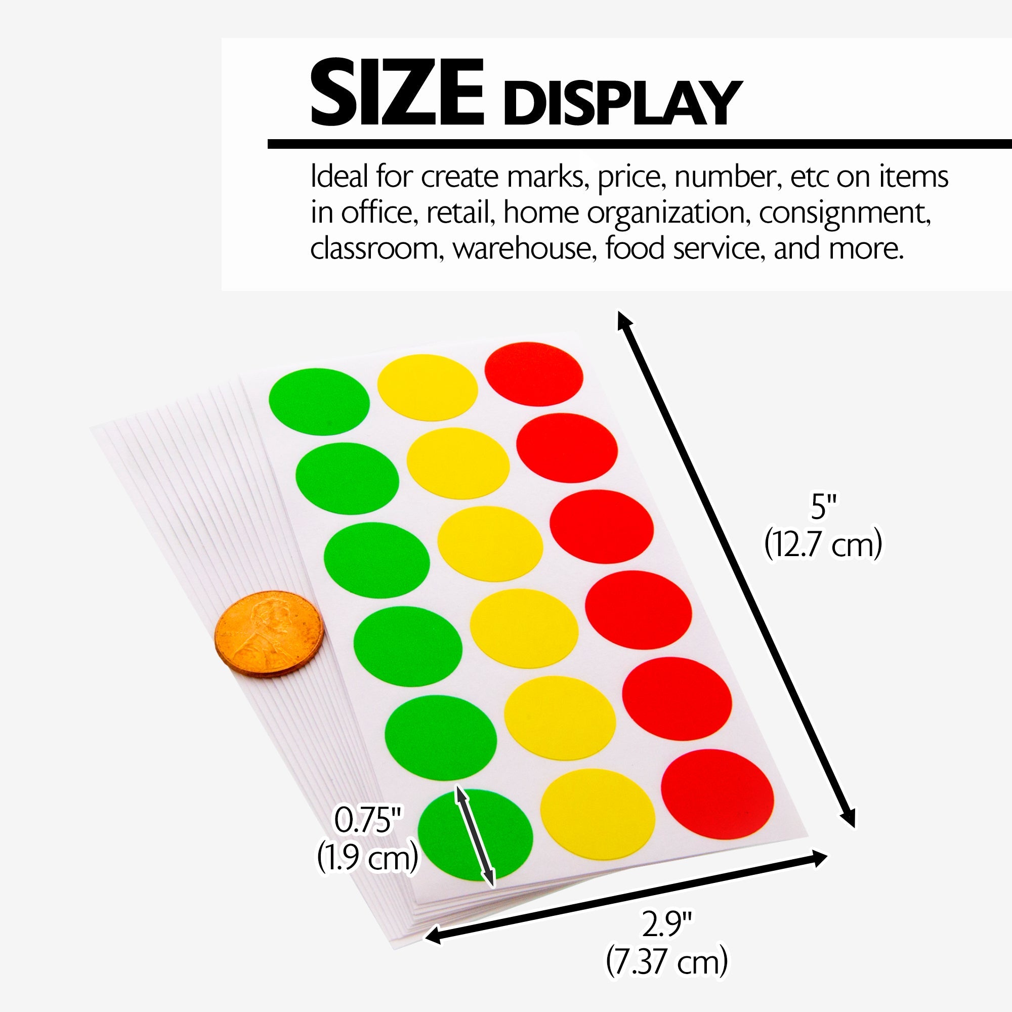 Assorted Color 3/4" Round Label (306/Pack)