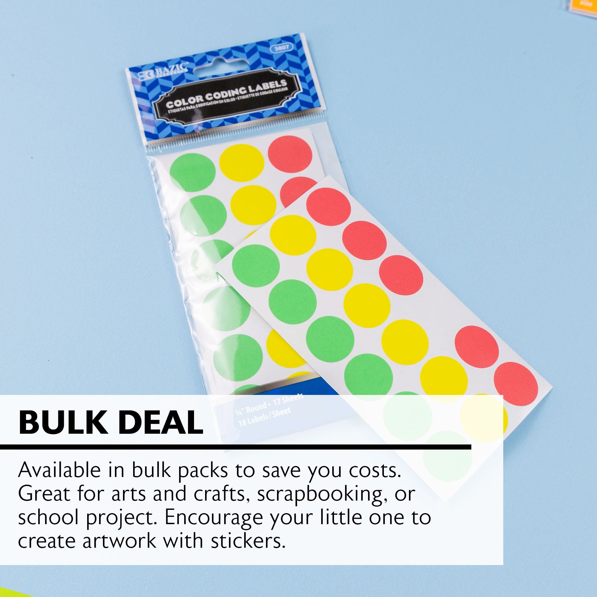 Assorted Color 3/4" Round Label (306/Pack)