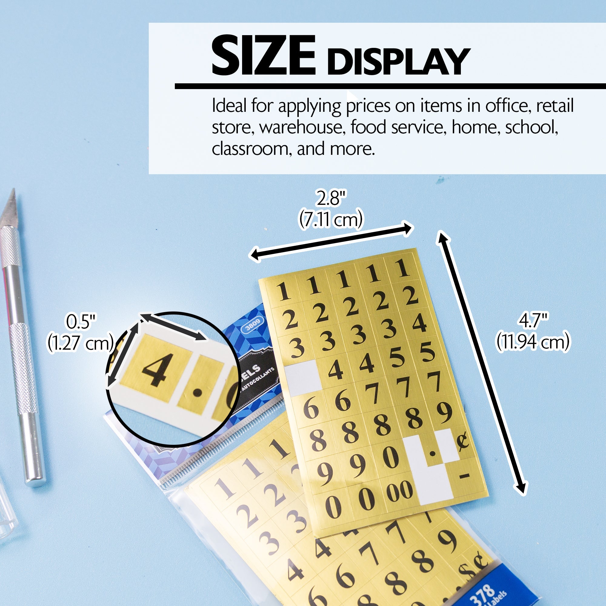 Gold Foil Number Label (378/Pack)