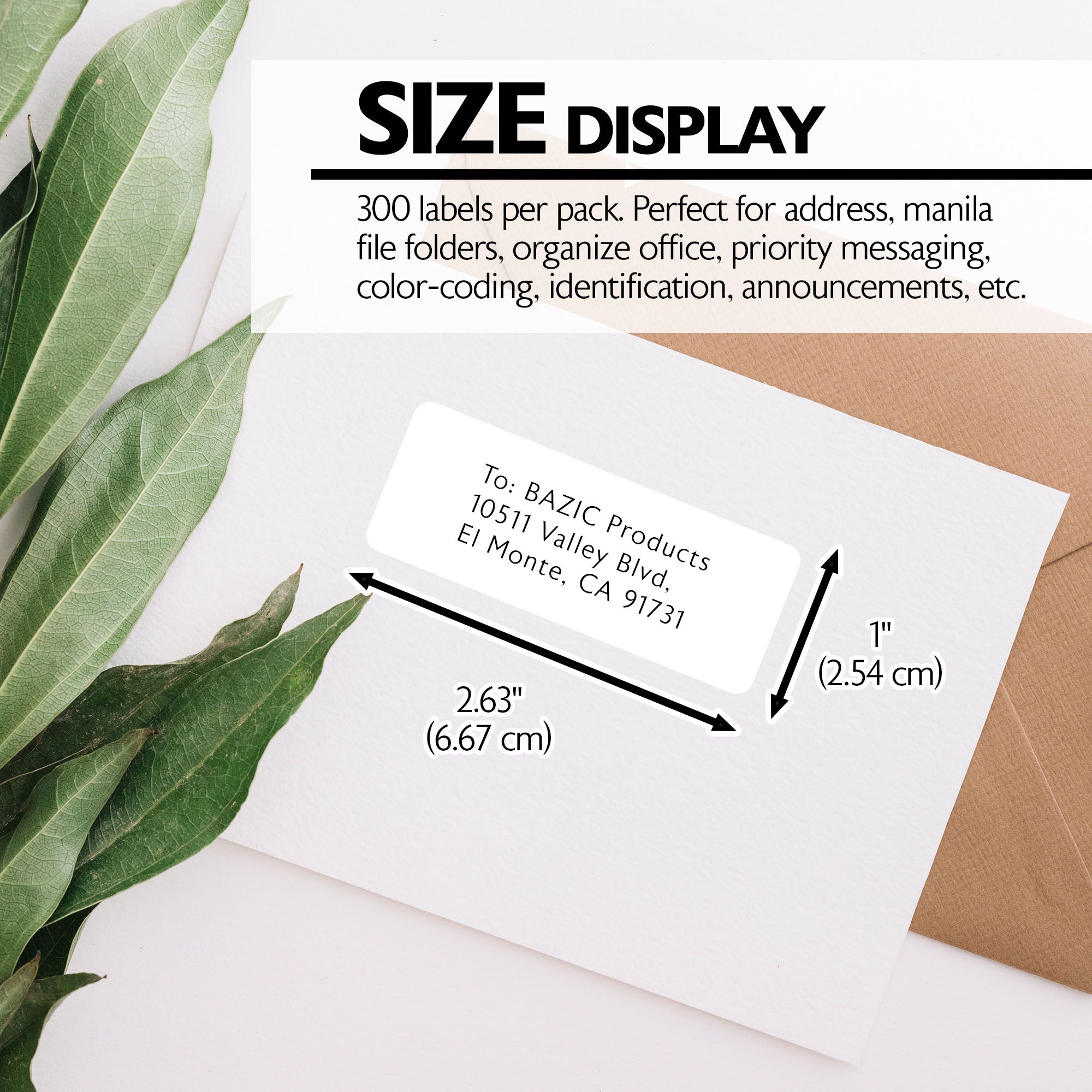 White Address Labels 1" X 2 5/8" (300/Pack)