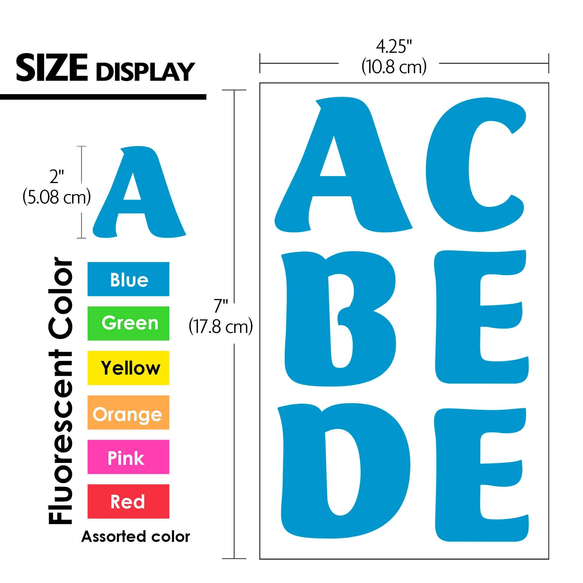 Alphabet & Number 2" Fluorescent Color (10 SHEETS)