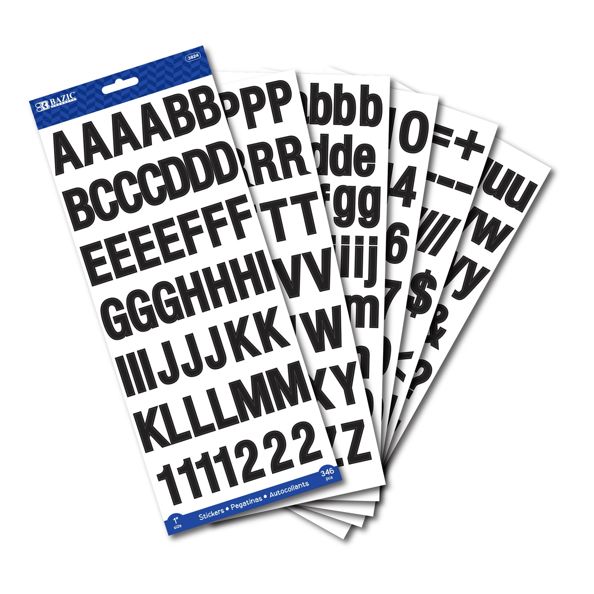 Alphabet & Number 1" Black Color (6 SHEETS)