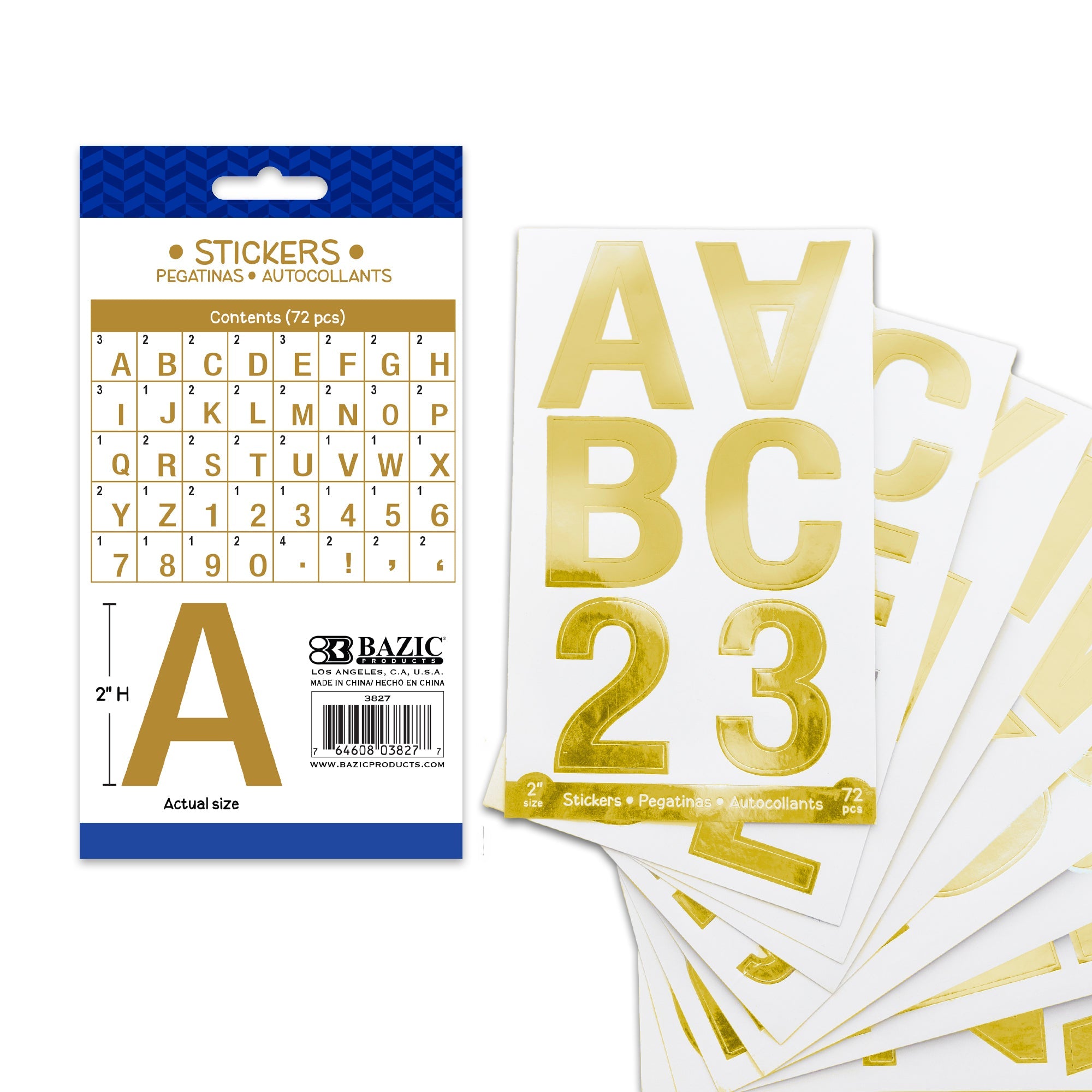 Alphabet & Number 2" Metallic Gold Color (10 SHEETS)
