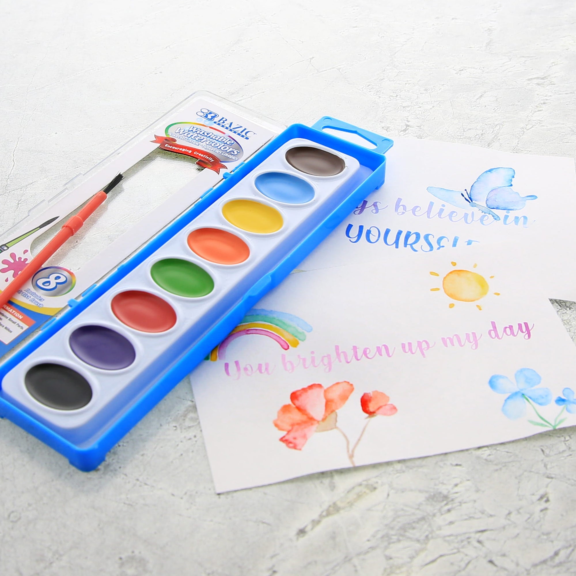 Semi Moist Watercolor w/ Brush 8 Ct.
