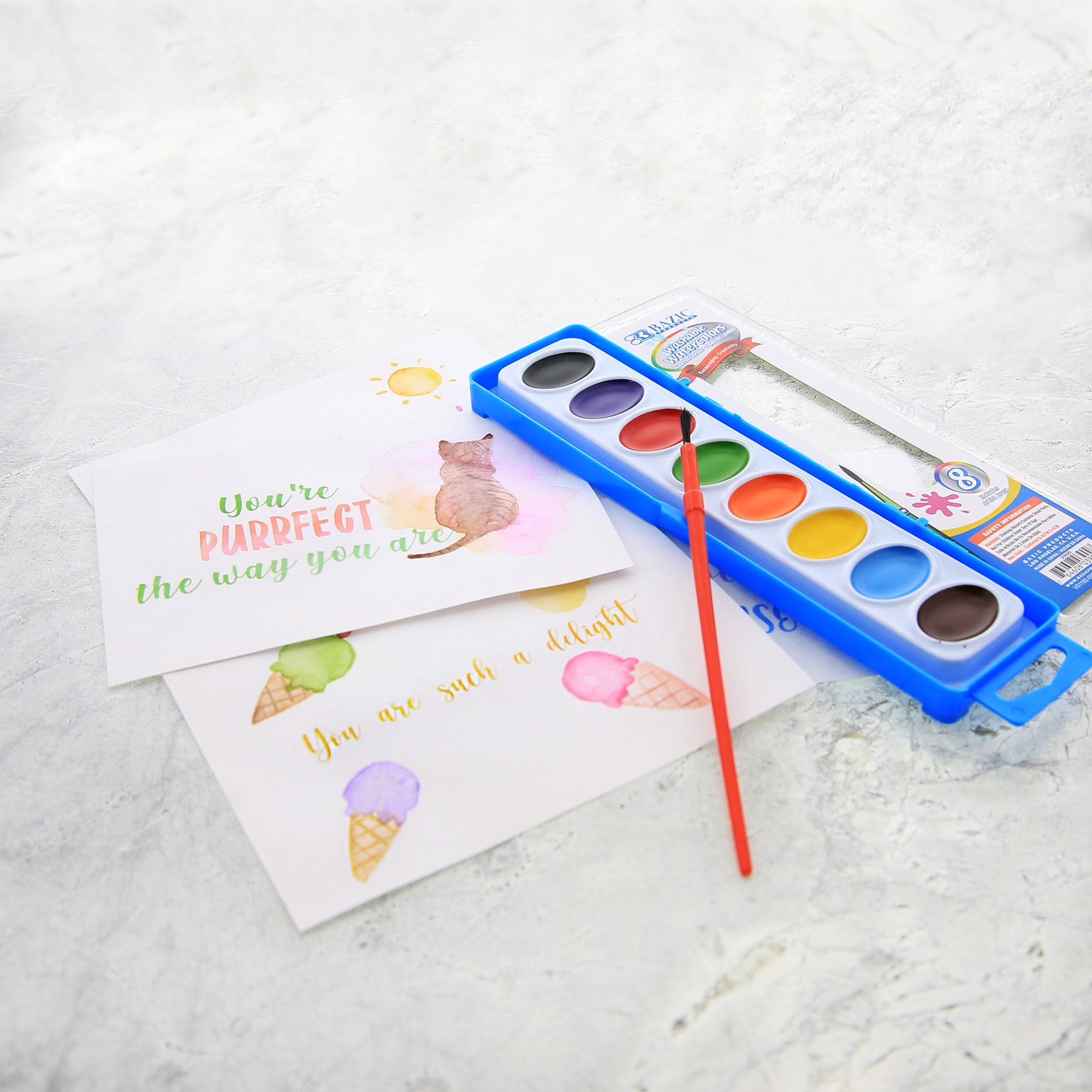 Semi Moist Watercolor w/ Brush 8 Ct.