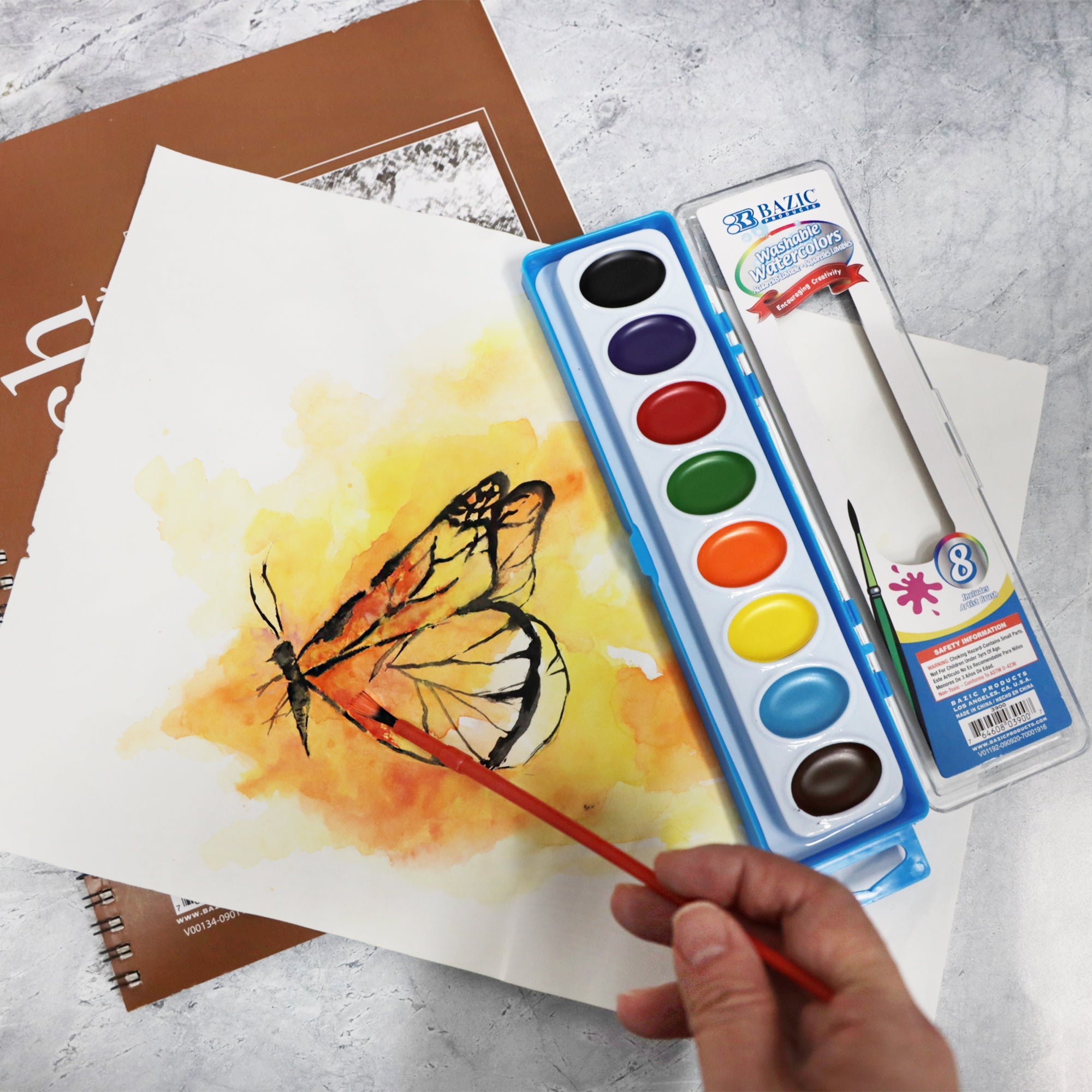 Semi Moist Watercolor w/ Brush 8 Ct.